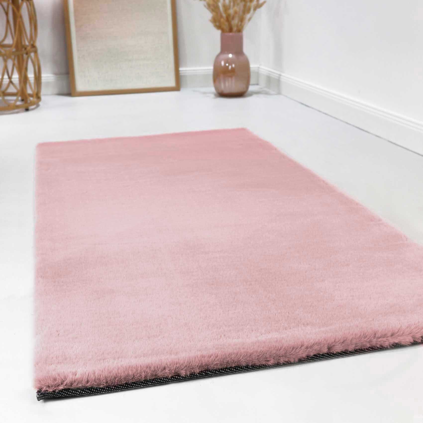 Hochflor-Teppich Alice weich Kunstfell, Kaninchenfell-Haptik, dicht, für besonders rechteckig, Räume mm, alle rosa Höhe: 25 und Esprit