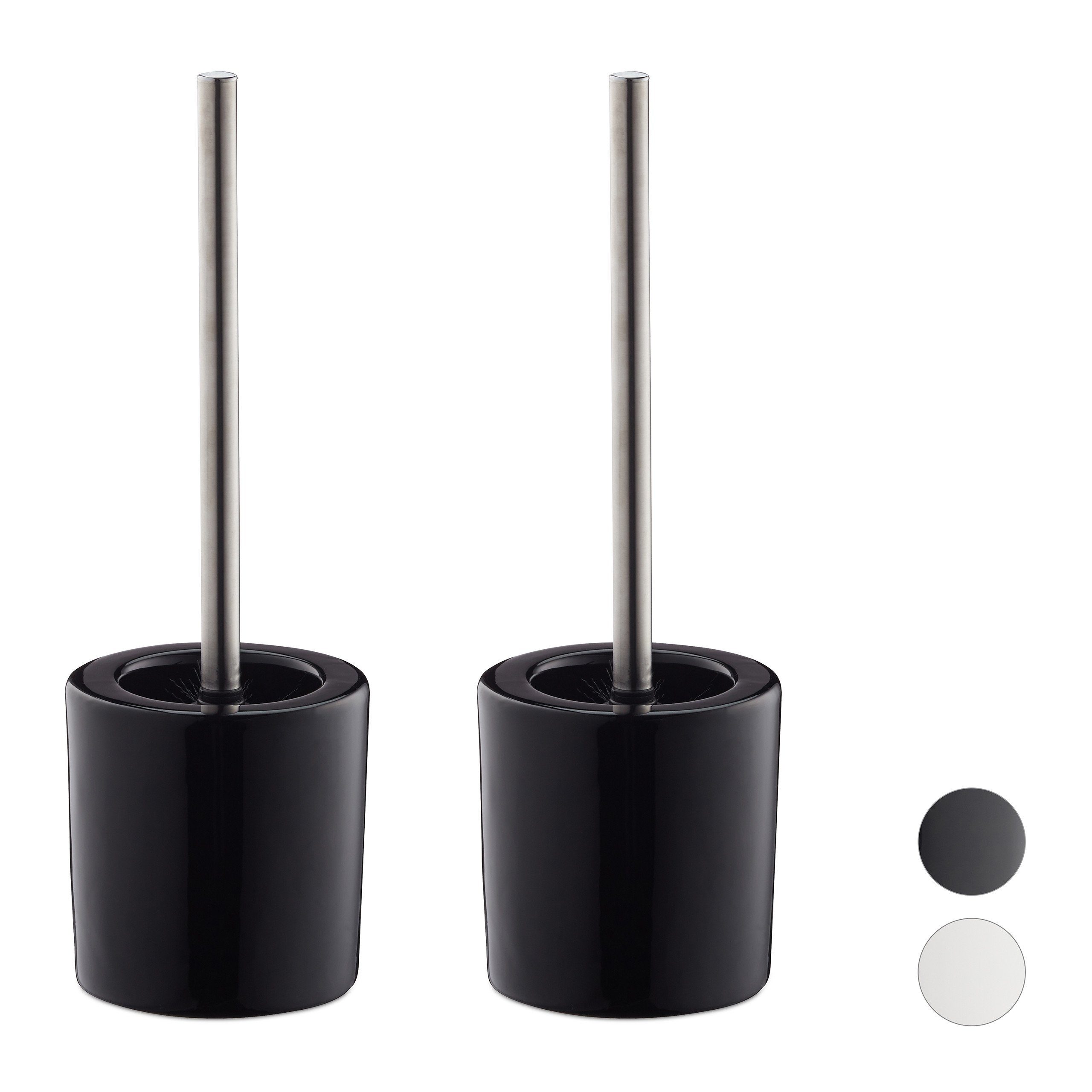 Badezimmer-Set 2 x WC Garnitur Keramik schwarz