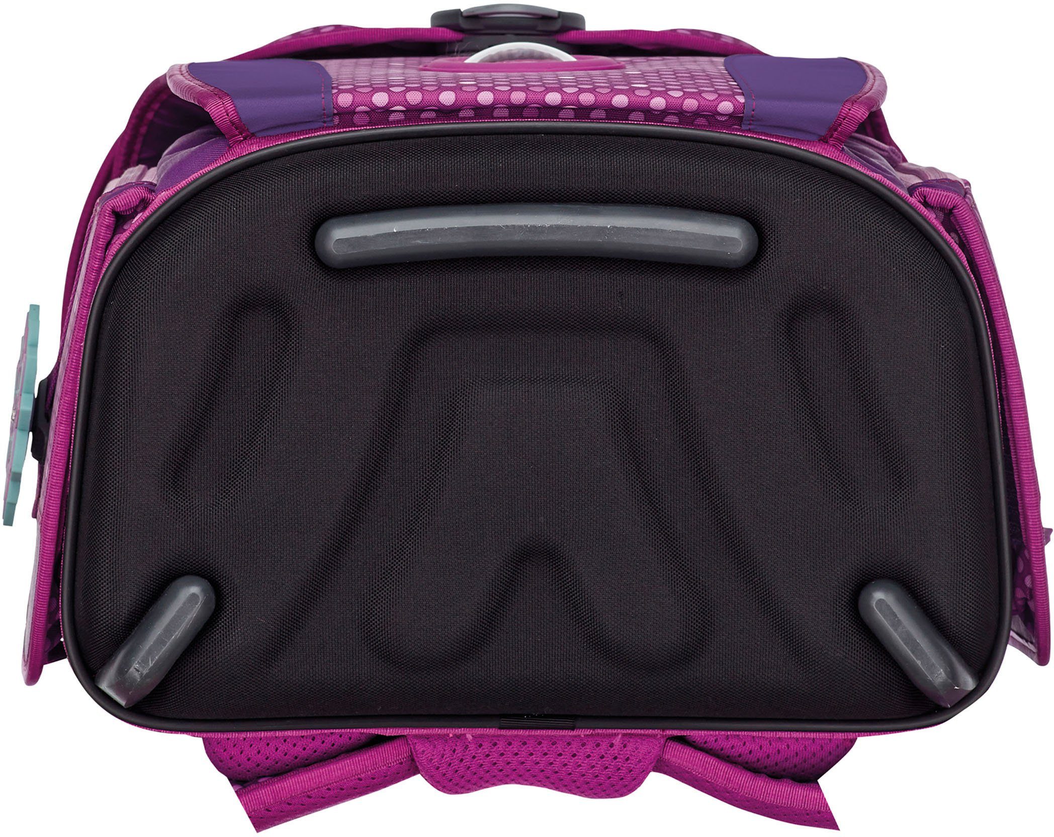 Dots Recycled MAX, 3 Material (Set), Schulranzen DerDieDas® Purple Buttons; Standard) mit recyceltes enthält ErgoFlex (Global