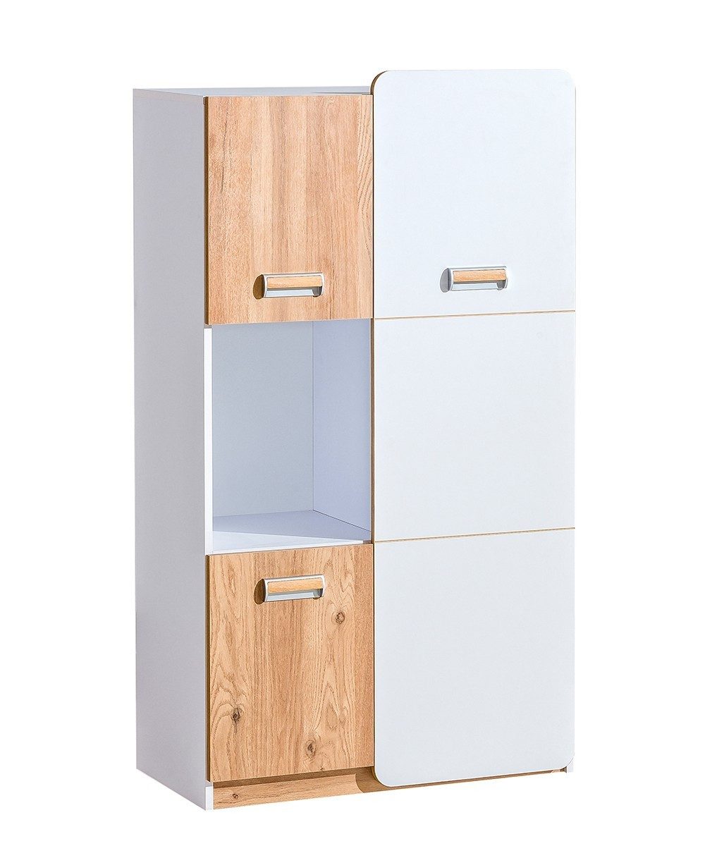 Masseno Drehtürenschrank MANTI 80 cm Kleiderschrank 3 Türen Schlafzimmerschrank Eichefarben