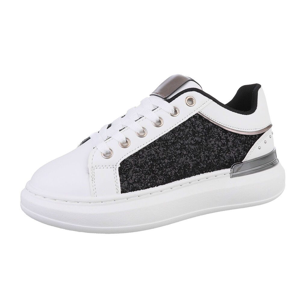 Ital-Design Damen Low-Top Freizeit Sneaker (86188084) Keilabsatz/Wedge Sneakers Low in Schwarz