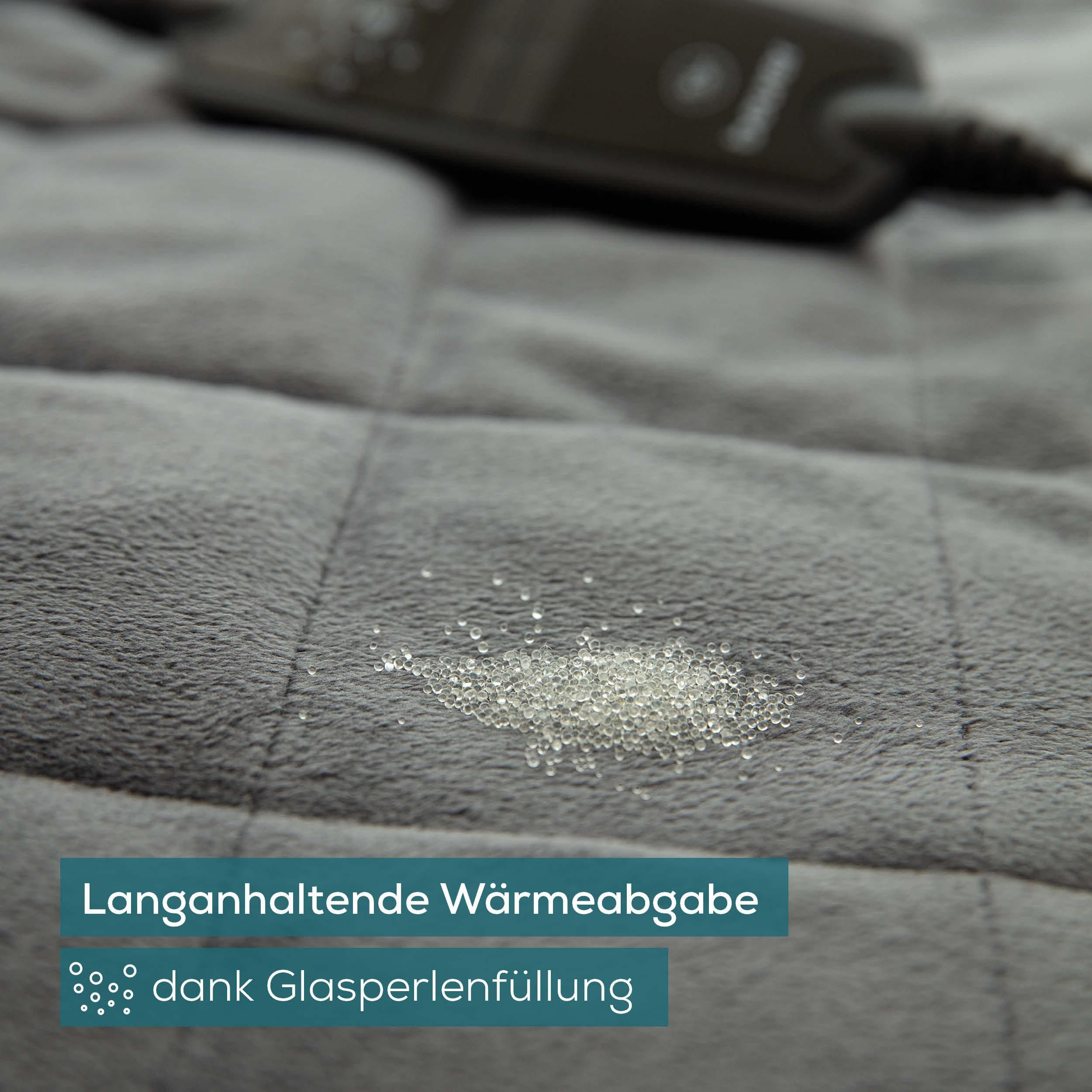 BEURER Heizkissen HK 145 Cosy Weight Green Planet, umarmende Wärme, anschmiegsames Wärmekissen mit Glasperlenfüllung