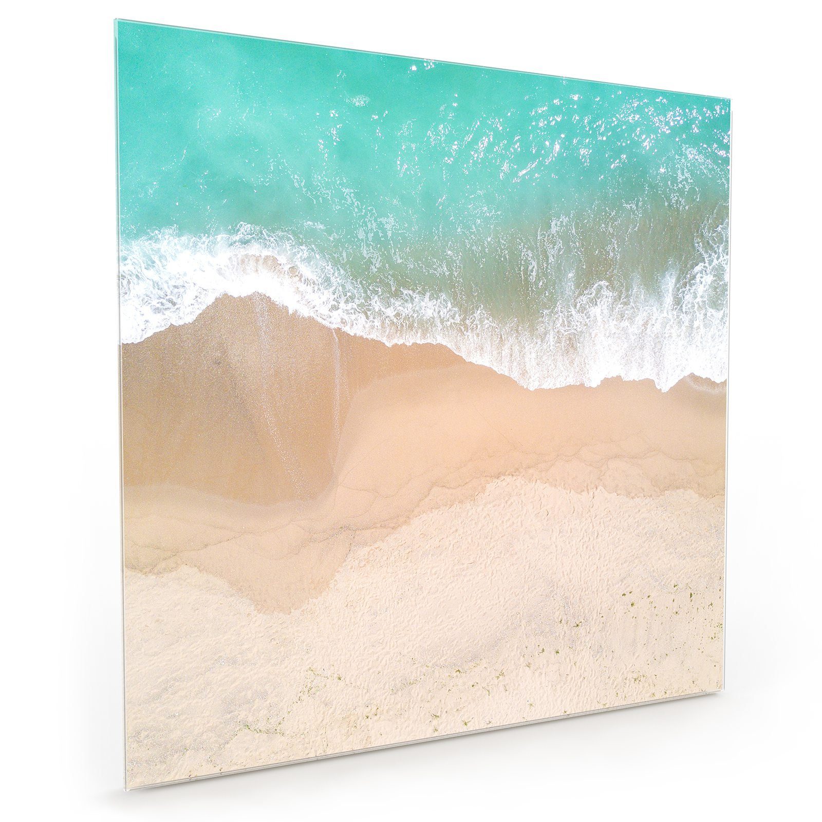 Primedeco Küchenrückwand Küchenrückwand Glas Meer Motiv Sand trifft mit auf Spritzschutz