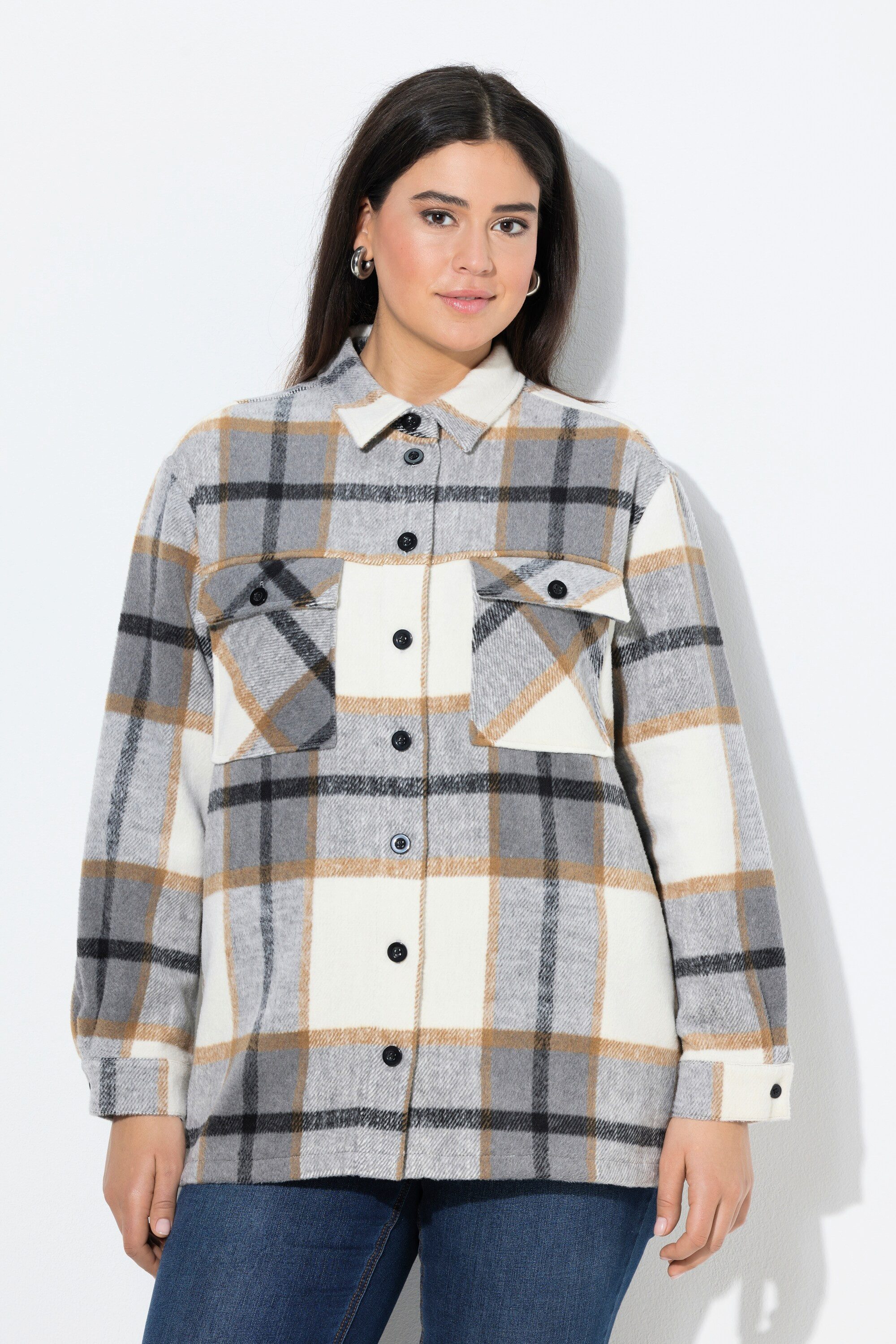 Ulla Popken Sommerjacke Shaket Karomuster Oversized günstig online kaufen