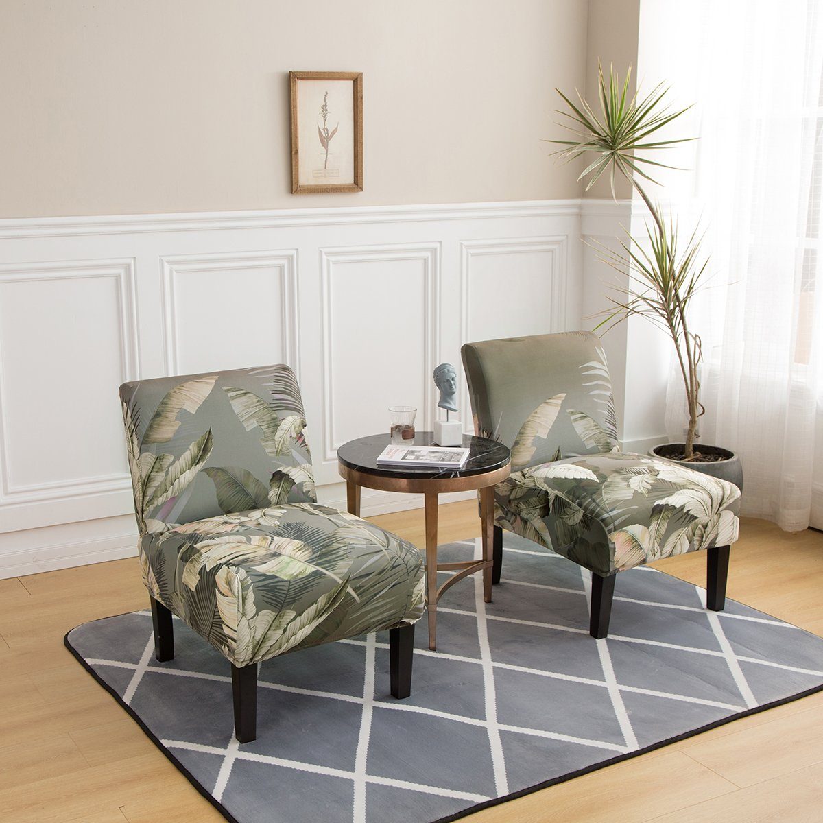 Rosnek Stuhlhusse Stretch gedruckt floralen,Universal,für Akzentstuhl