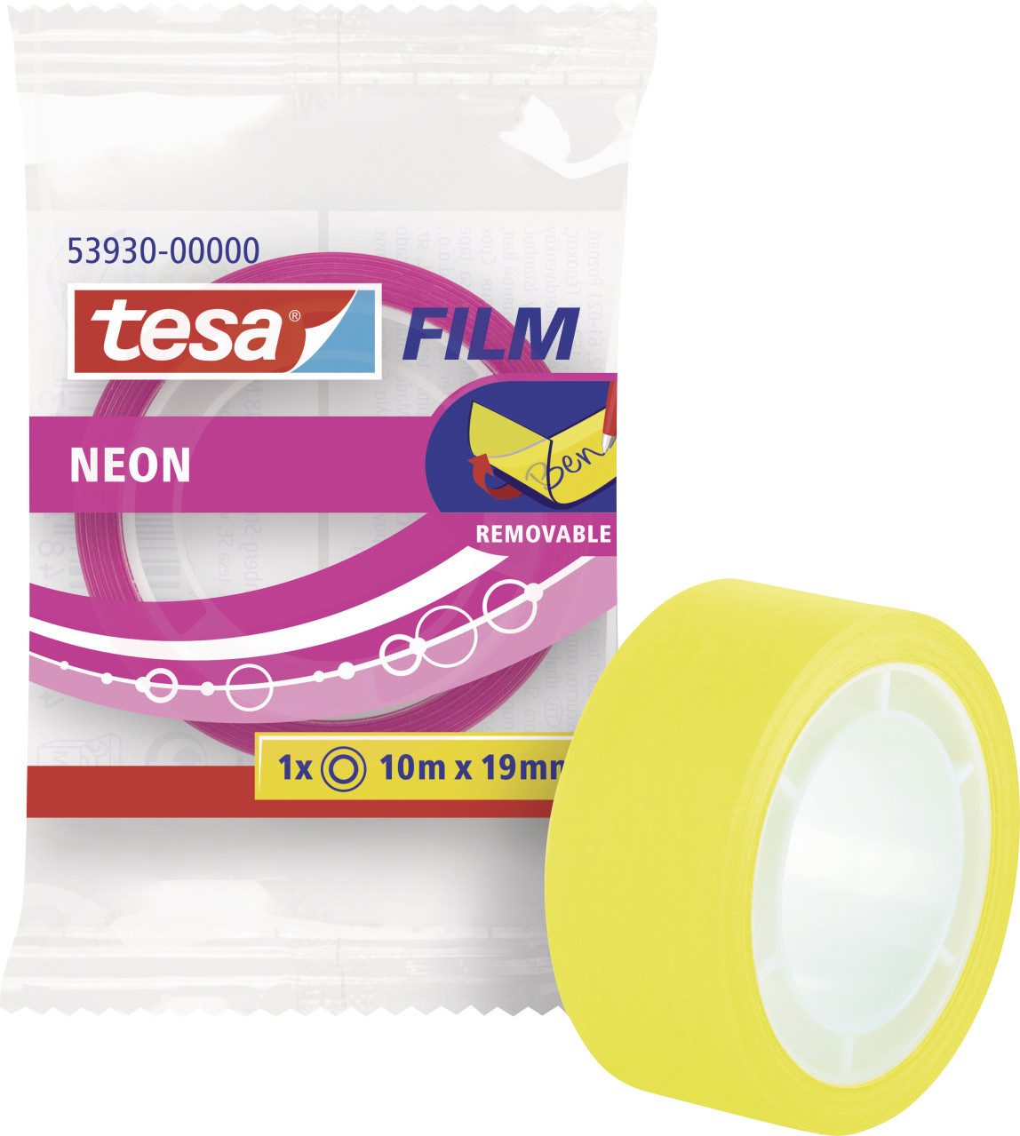 tesa Klebehaken Tesa Klebefilm neon pink / gelb 10 m x 19 mm