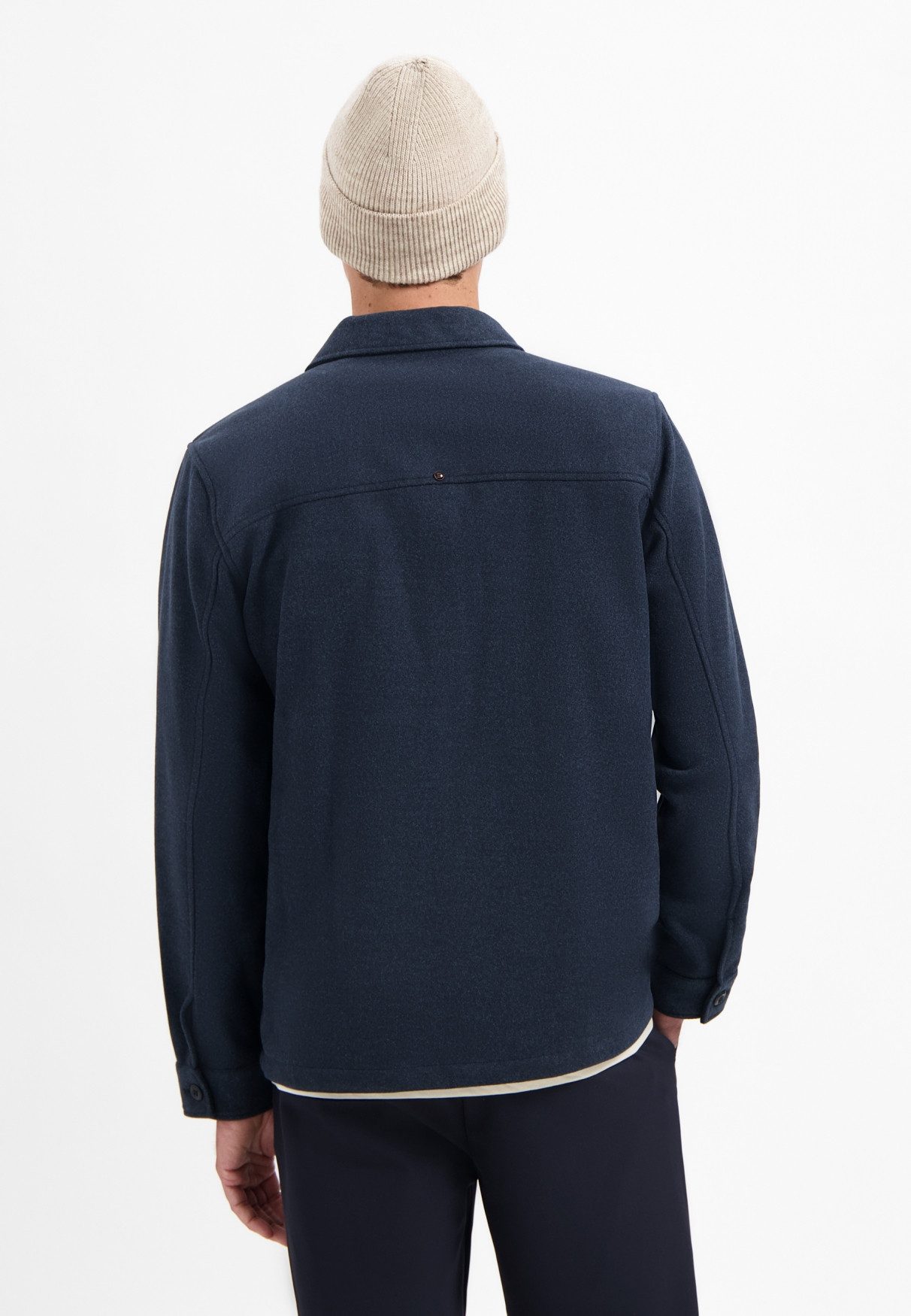 NO EXCESS Langarmhemd No Excess Meliertes Overshirt Overshirt Button Closure Melange