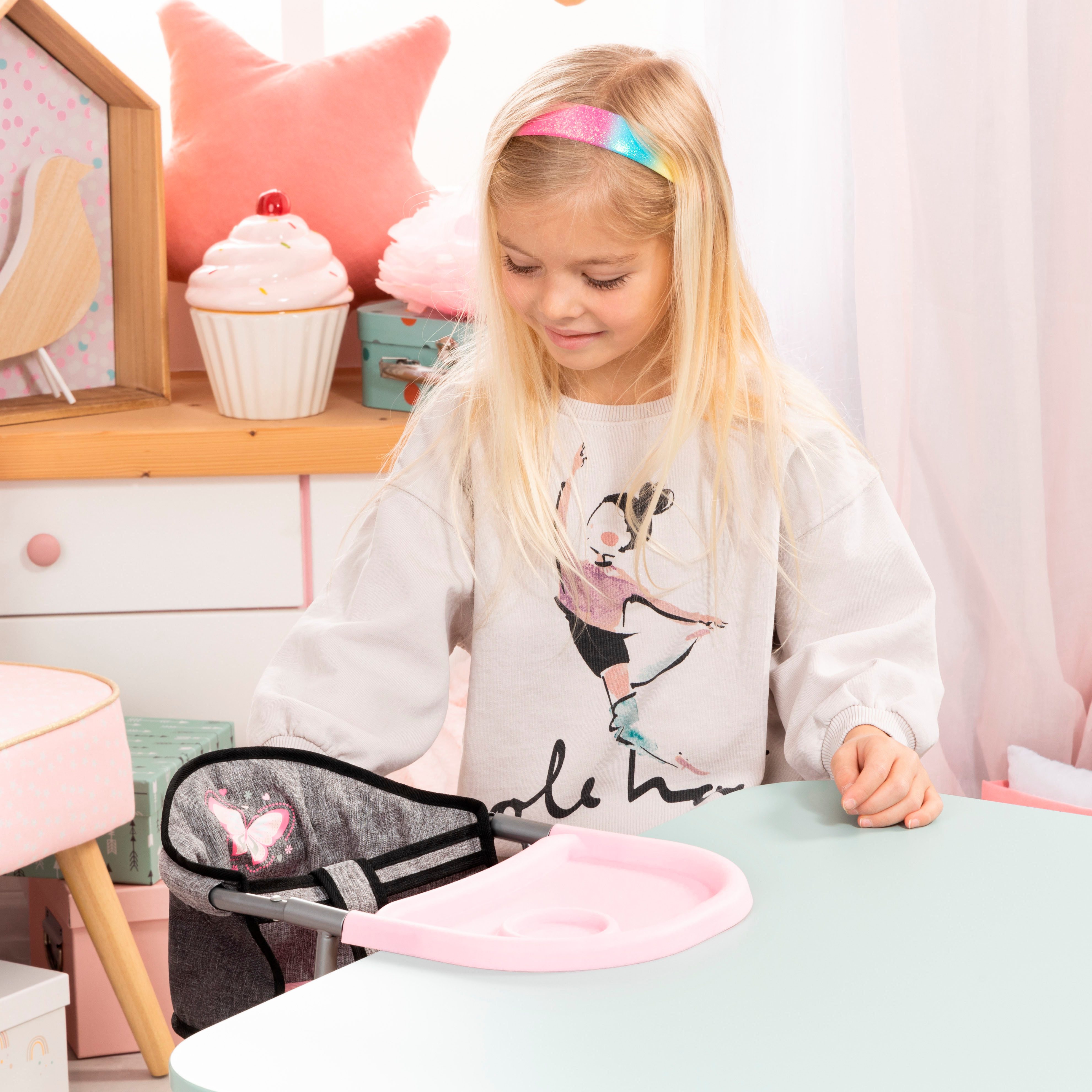 Bayer Puppenmöbel Puppen-Tischsitz grau/rosa
