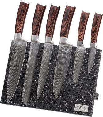Oleio Magnet-Messerblock magnetisches Messerbrett für bis zu 6 Messer, dunkler Marmoroptik