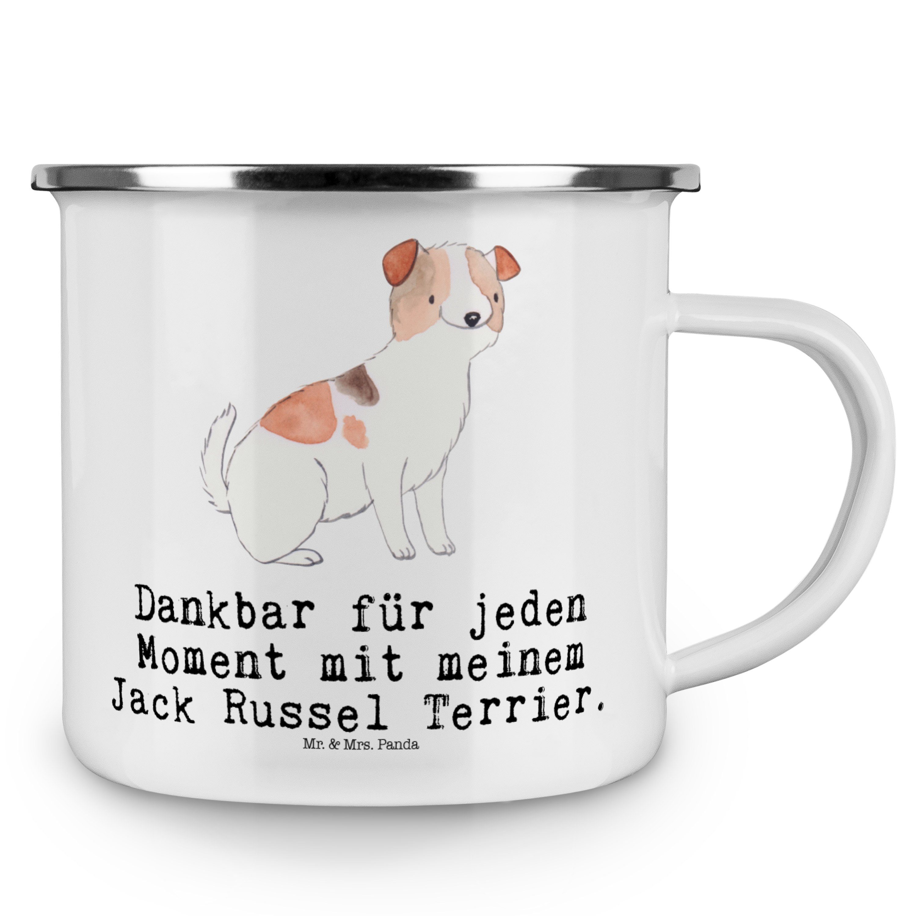 - Becher Moment & Panda - Russell Weiß Terrier Metalltasse Emaille Geschenk, Jack für Campin, Mr. Mrs.