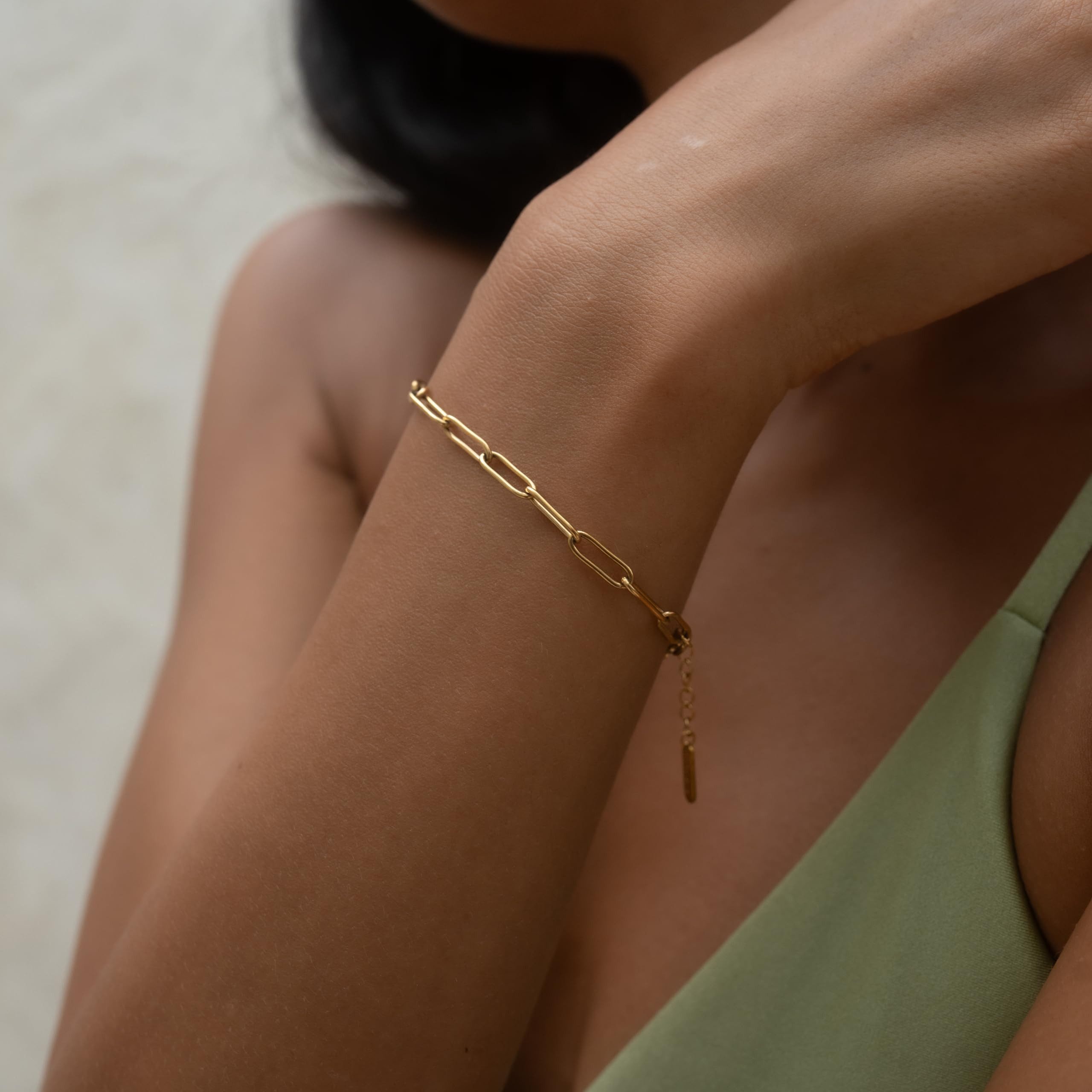 Made by Nami Edelstahlarmband Damen Gold im Paperclip-Stil aus Edelstahl 16 günstig online kaufen