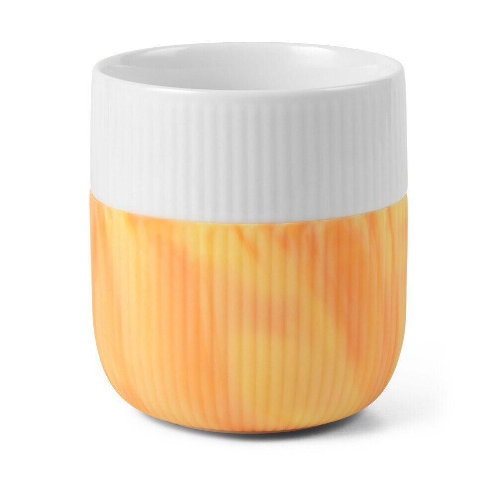 ROYAL COPENHAGEN Becher Becher 0,35 l Contrast Gerippt Fiery Yellow, 1-tlg., Hartporzellan und Silikon, Becher, Ø8,8cm, Hartporzellan und Silikon, mehrfarbig