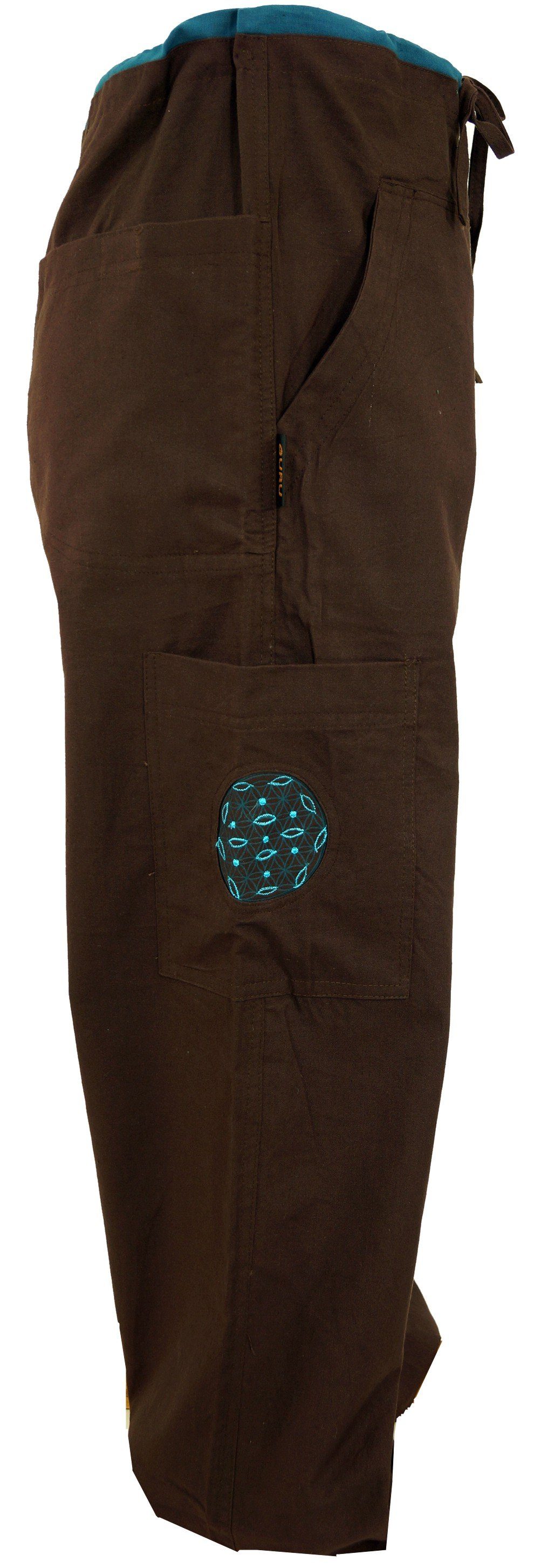 Yogahose, Relaxhose Bekleidung alternative Style, mit Stickerei Goa Guru-Shop Hose - coffee Ethno