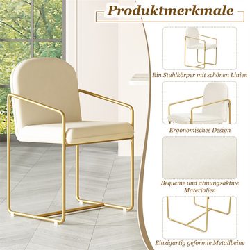 Sweiko Esszimmerstuhl,Bequemer Moderner Minimalistischer Stil, (2 St), mit goldenen Beinen, Samt, Beige
