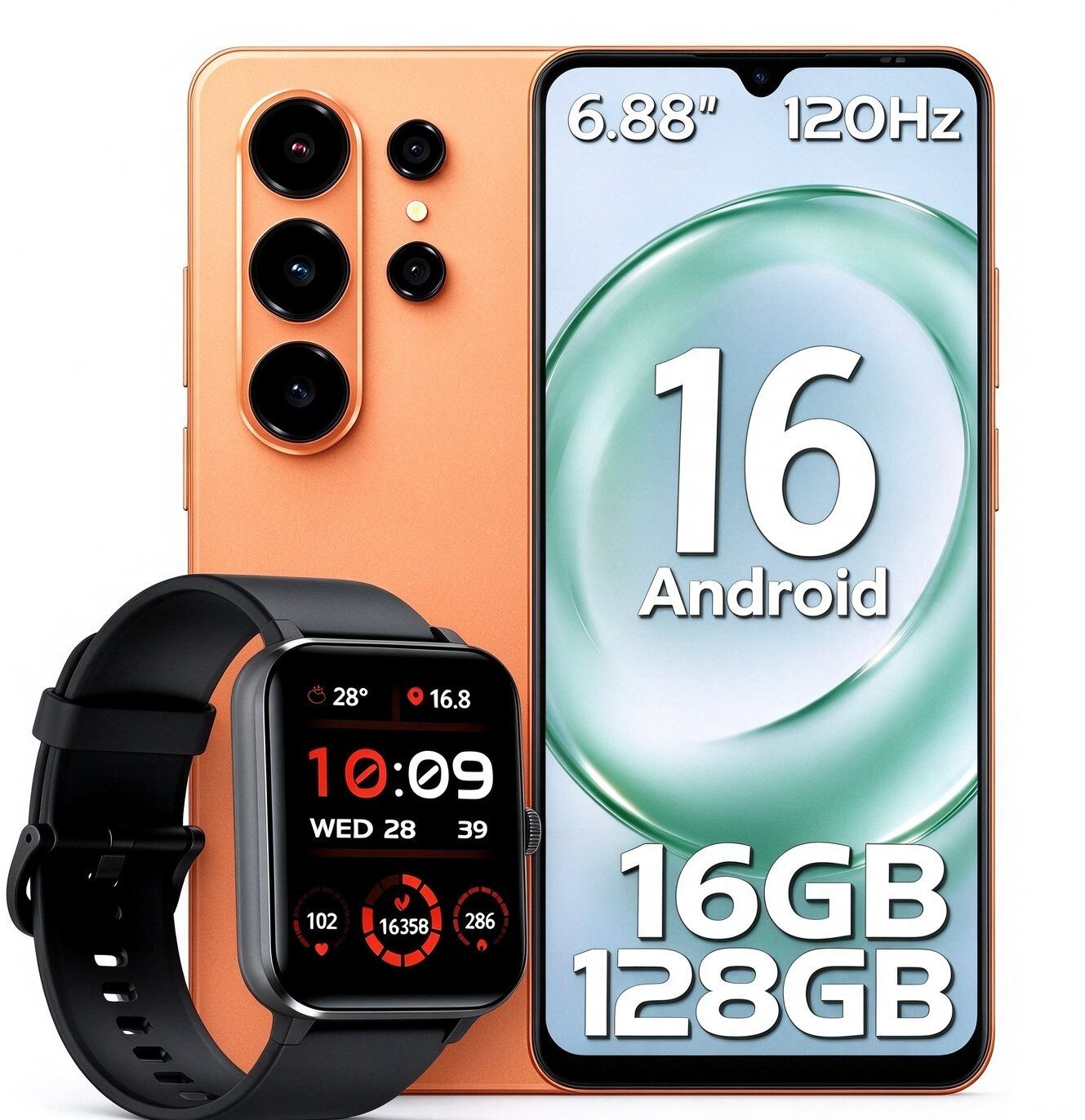 blackview Blackview WAVE10C 128GB Handy incl. R50-Uhr Android 16 Smartphone (6,88 Zoll, 128 GB Speicherplatz, 32 MP Kamera, Dual SIM 4G, Android 16 Outdoor Smartphone, Octa-Core)