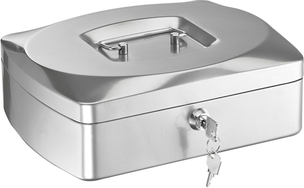 ALCO Geldkassette Geldkassette Stahlblech mit Schloss 255x200x90mm silber