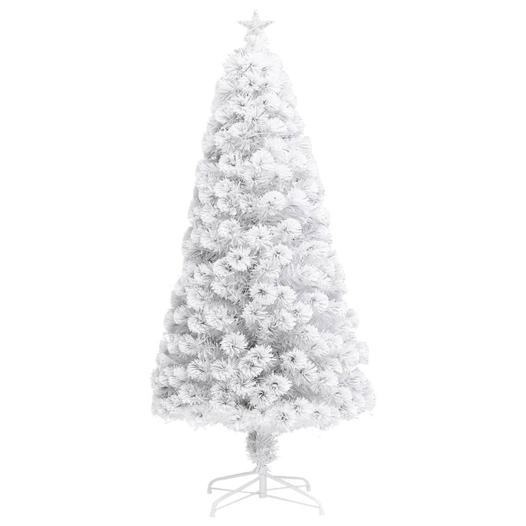 vidaXL Künstlicher Weihnachtsbaum Künstlicher Glasfaser mit Weihnachtsbaum 120cm Weiß Beleuchtung