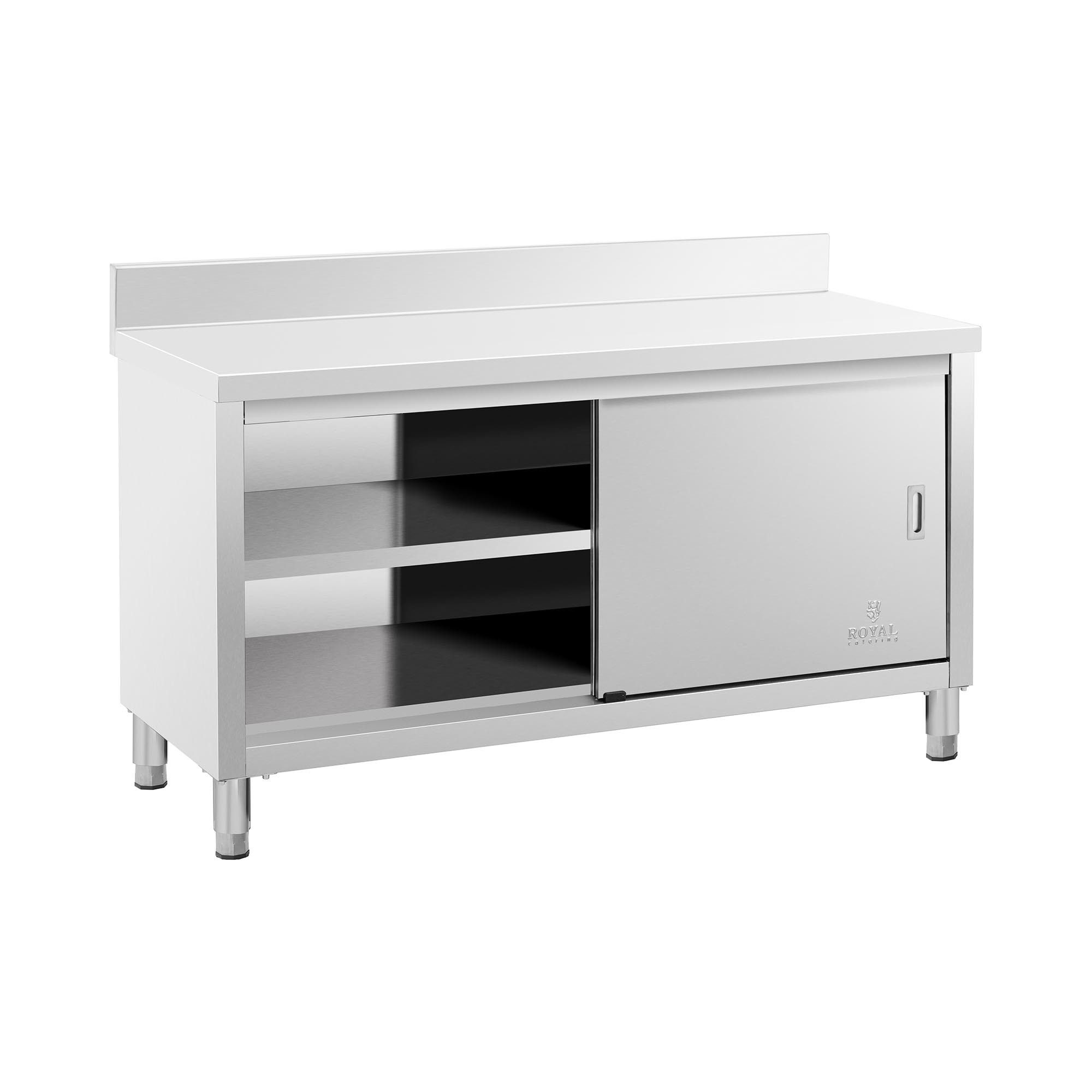 Royal Catering Arbeitstisch Arbeitsschrank 150 x 60 cm Edelstahl Aufkantung günstig online kaufen