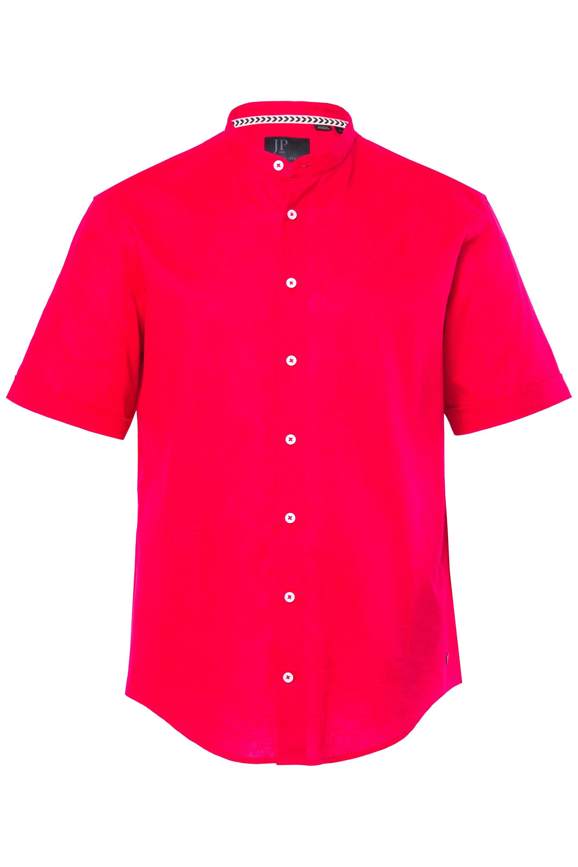 JP1880 Kurzarmhemd Hemd Halbarm Leinenmix Stehkragen Modern Fit