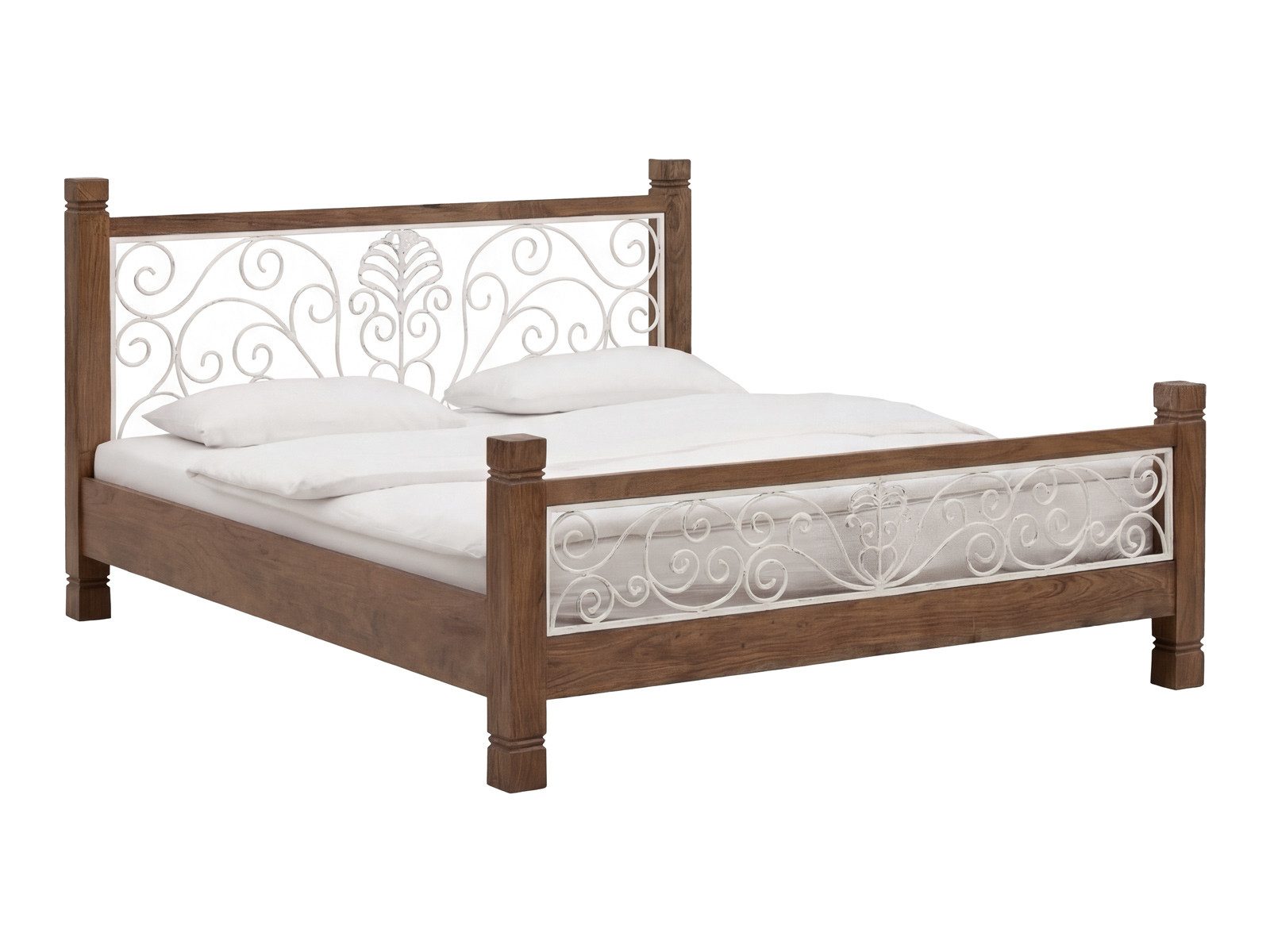 massivum Holzbett Tasmania Akazie Doppelbett mit Metall Landhausstil