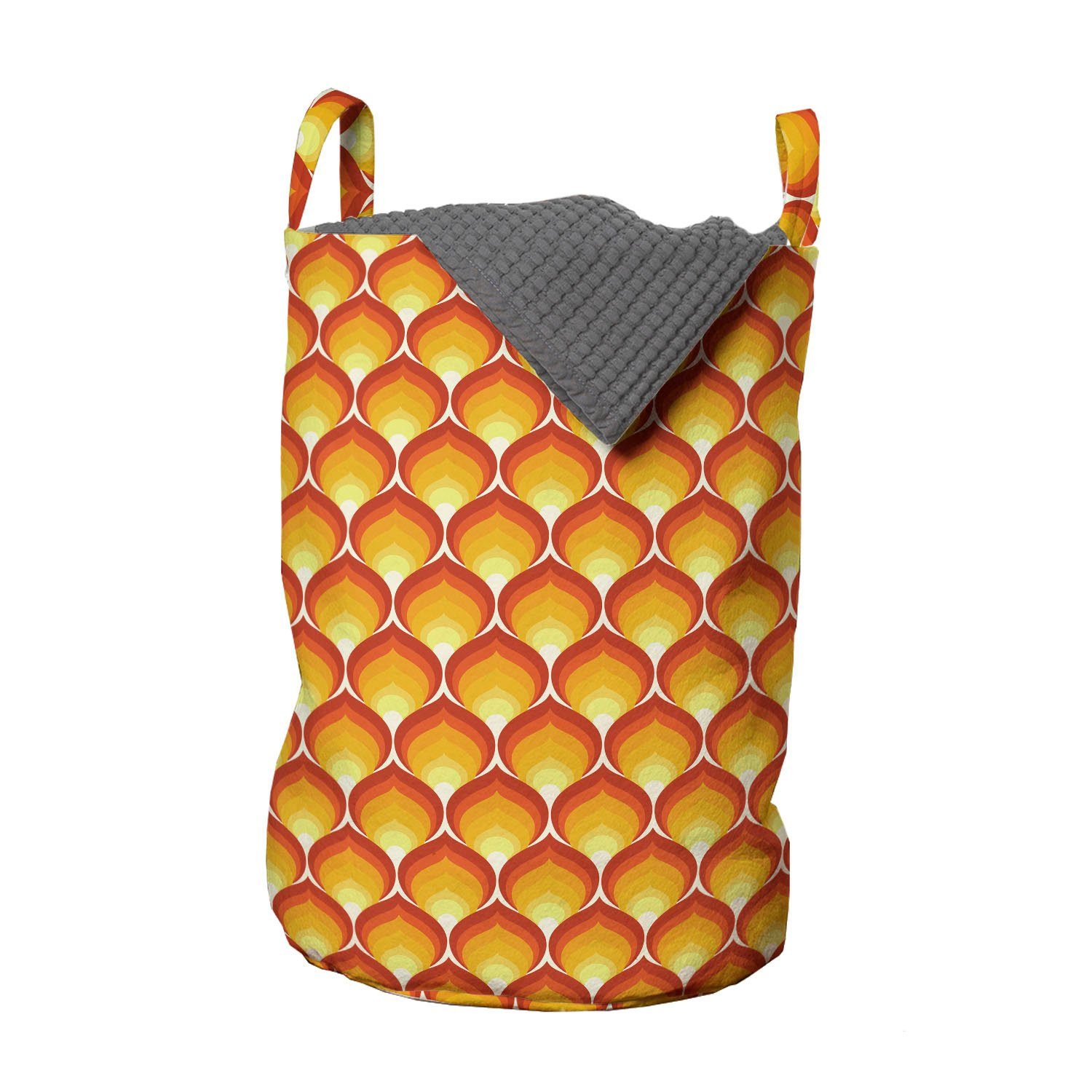 Abakuhaus Wäschesäckchen Wäschekorb mit Griffen Kordelzugverschluss für Waschsalons, Abstrakt Tangerine Flammen-Muster