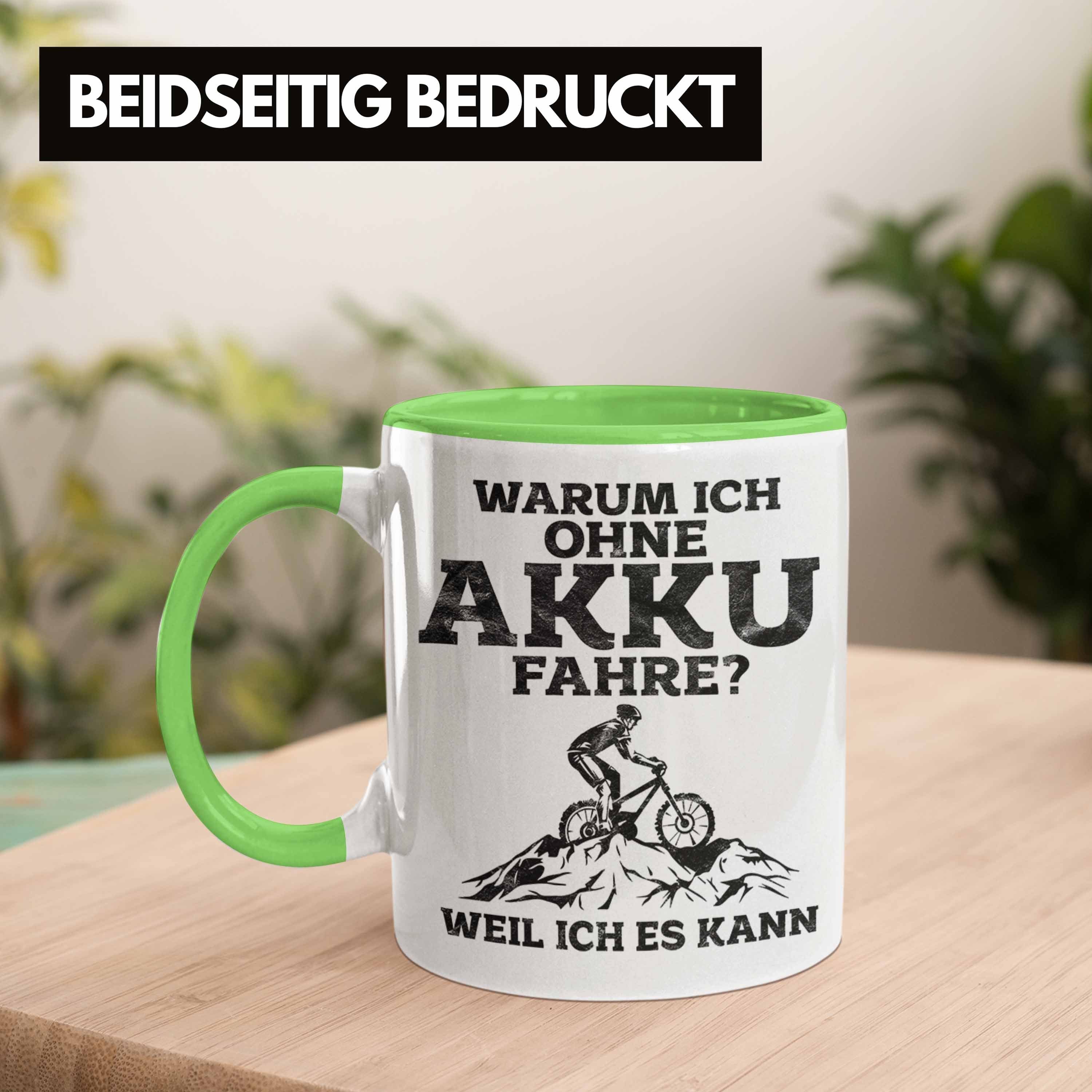 Radfahrer Grün Trendation Geschenkidee Tasse Lustige Anti-E-Bike Tasse Spruch