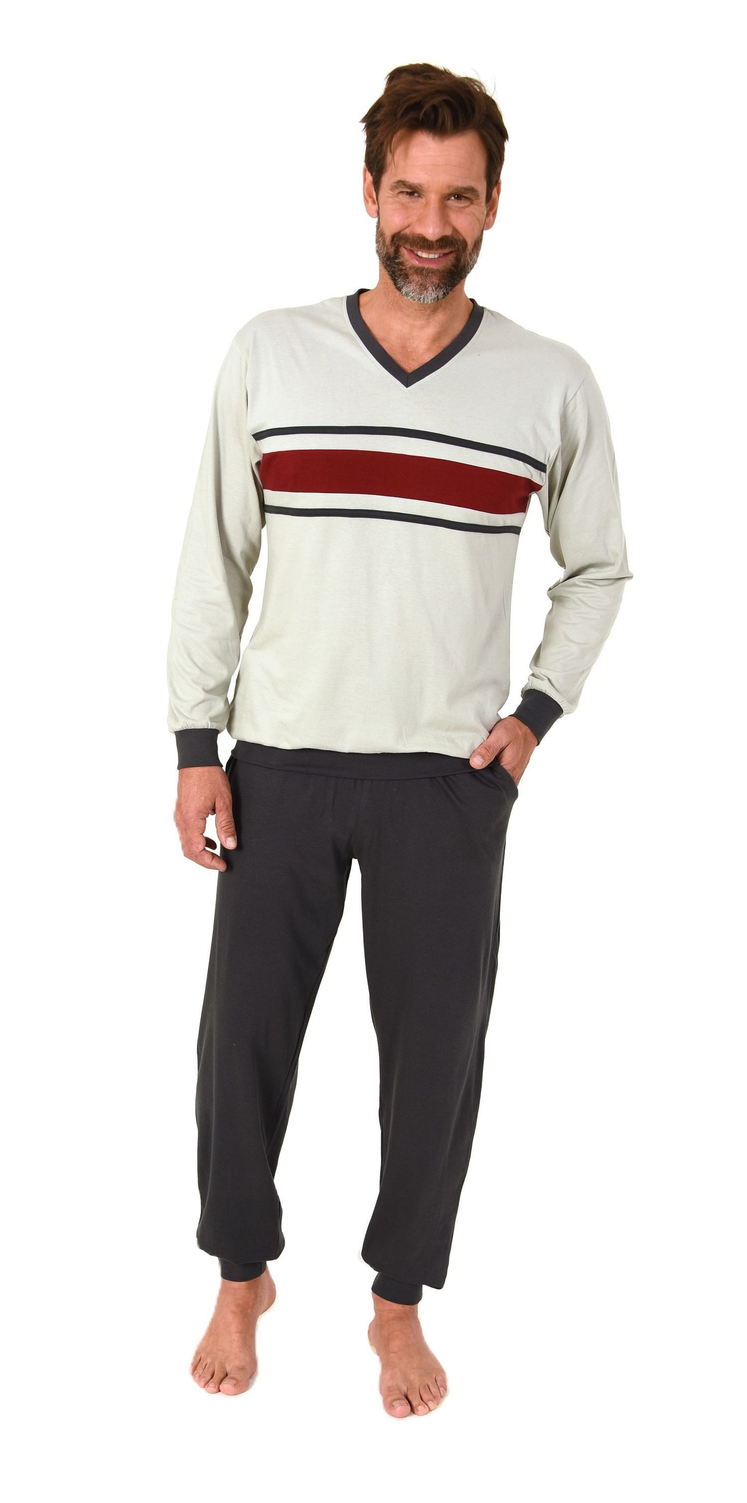 Normann Pyjama Normann Herren Schlafanzug lang mit Bündchen - auch in Überg günstig online kaufen