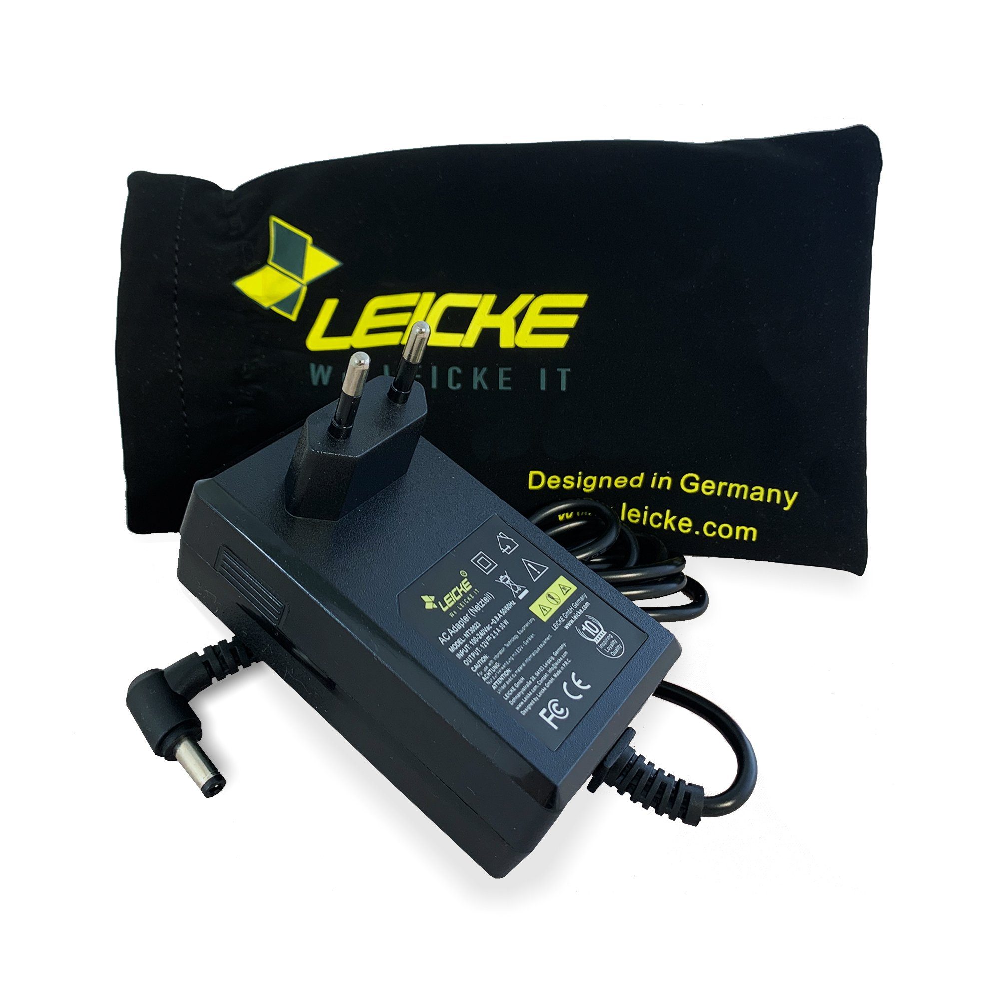 Leicke Netzteil 12V 2,5A 30W, 5,5 * 2,5mm Stecker für AVM Fritzbox 7490 Netzteil (besonders leicht, Kurzschluss-, Überspannungs- und Überhitzungsschutz)