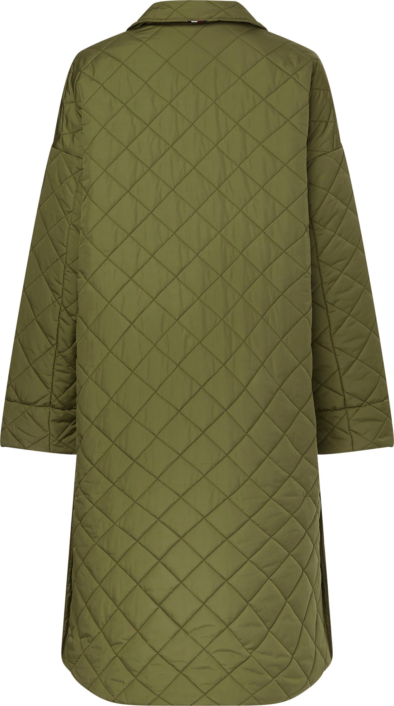 Steppjacke QUILTED Hilfiger Tommy aufgesetzten mit SHACKET LONG khaki Klappentaschen SORONA großen