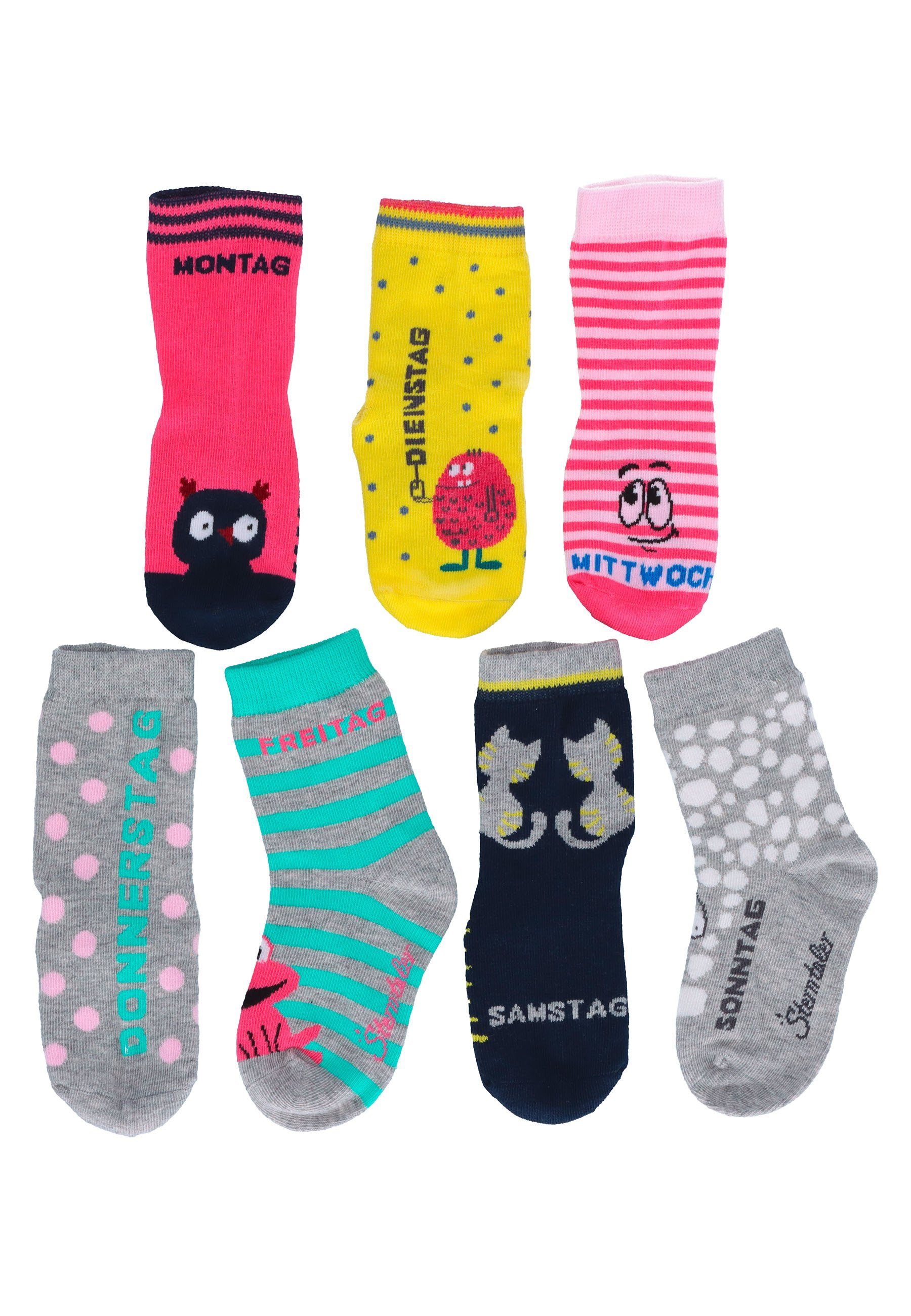 Sterntaler® Socken Söckchen 7er-Pack mit Söckchen Söckchen Kindersocken Babysöckchen Kindersöckchen Babysocken gemustert mit - - - Wochentagen - gestreift (7-Paar) Wochentage gepunktet Wochentag-Motiven verschieden Winter 