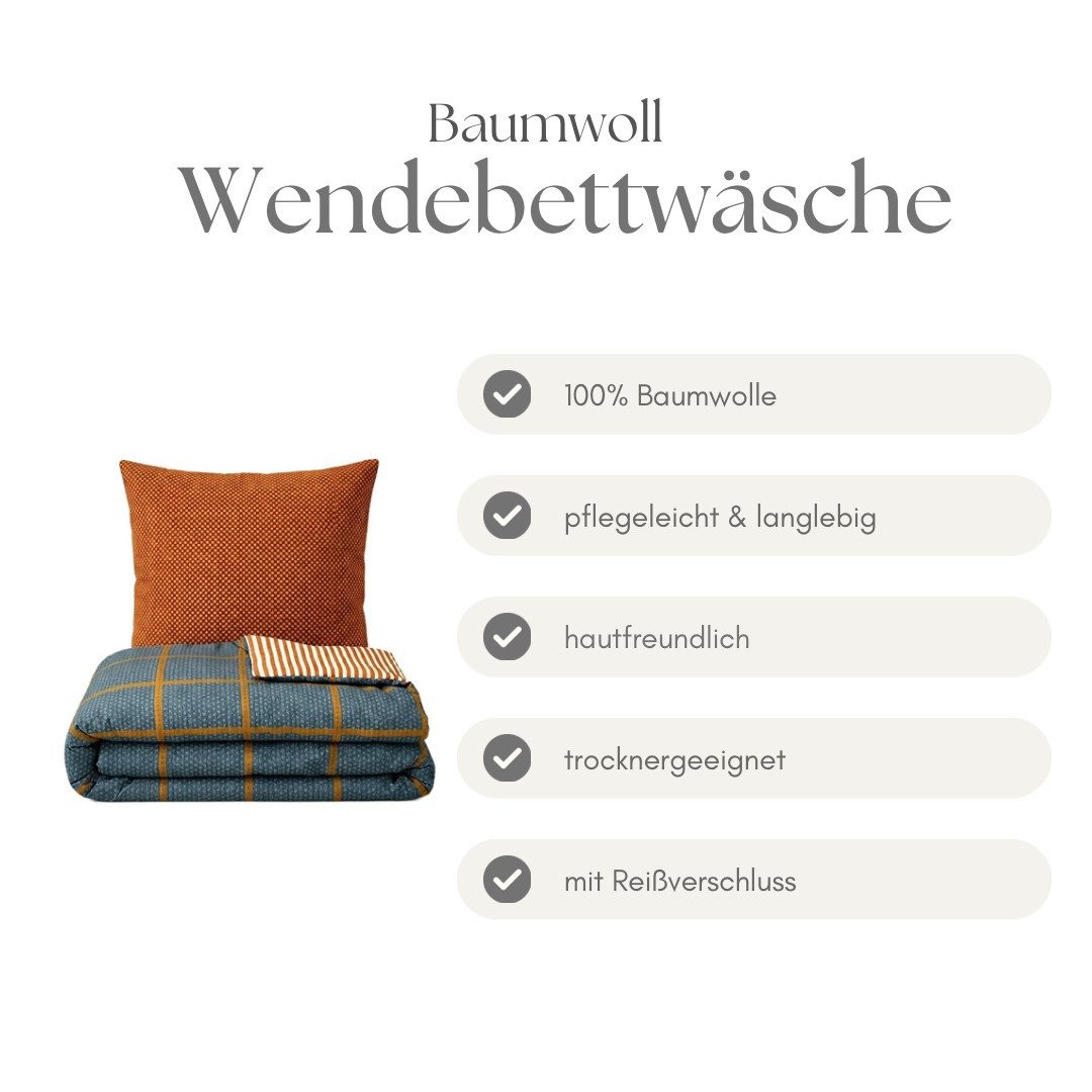 COFI 1453 Bettwäsche aus 100% Baumwolle mit Reißverschluss, Renforcé, 3 teilig, Renforcé, Wendebettwäsche mit Reißverschluss – Bild 4 von 5