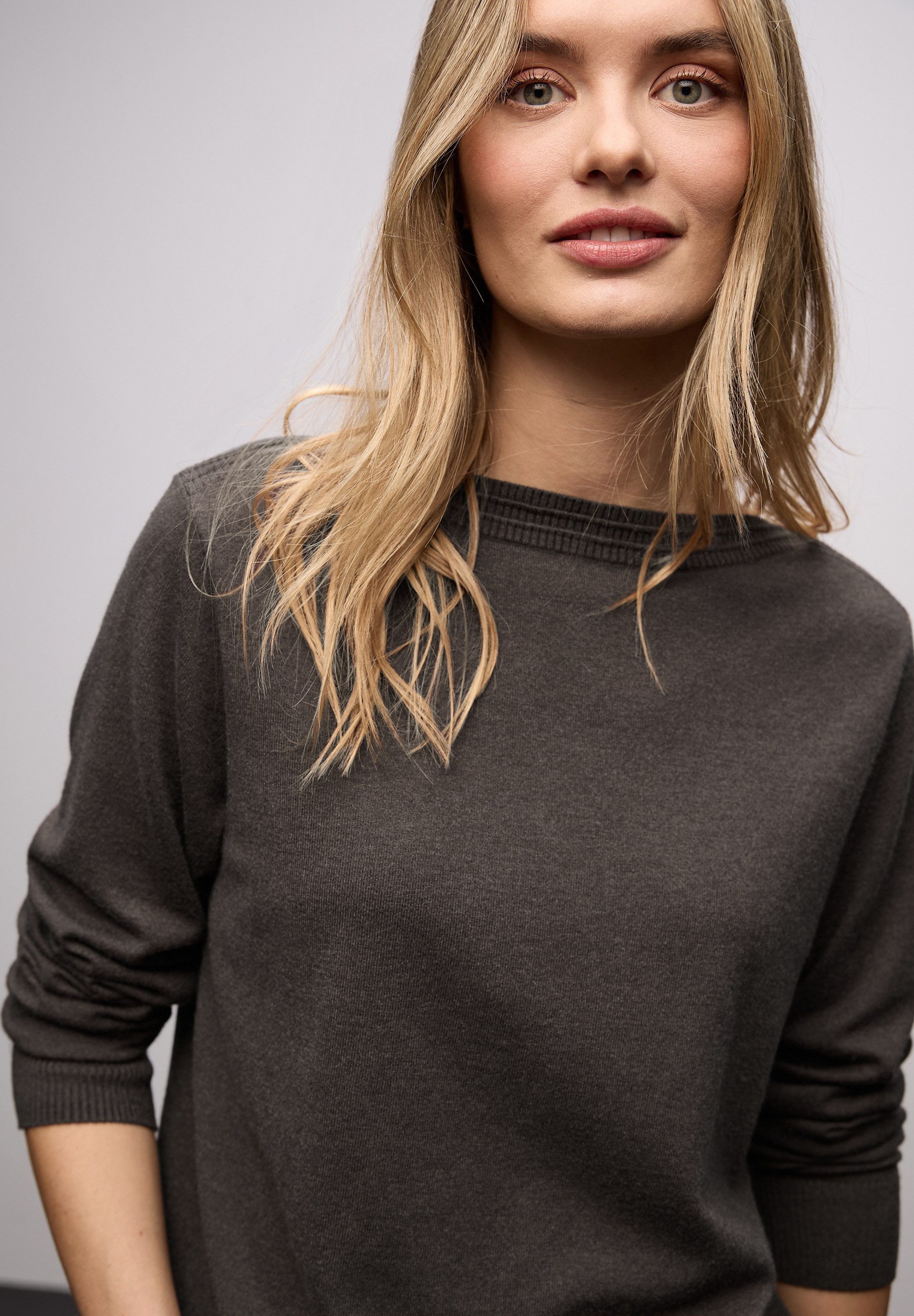 STREET ONE Strickpullover U-Boot-Ausschnitt mit Strukturdetails