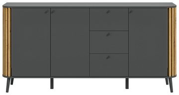 xonox.home Sideboard Pure (Kommode in matt grau mit Artisan Eiche, 177 x 88 cm), Retro Design