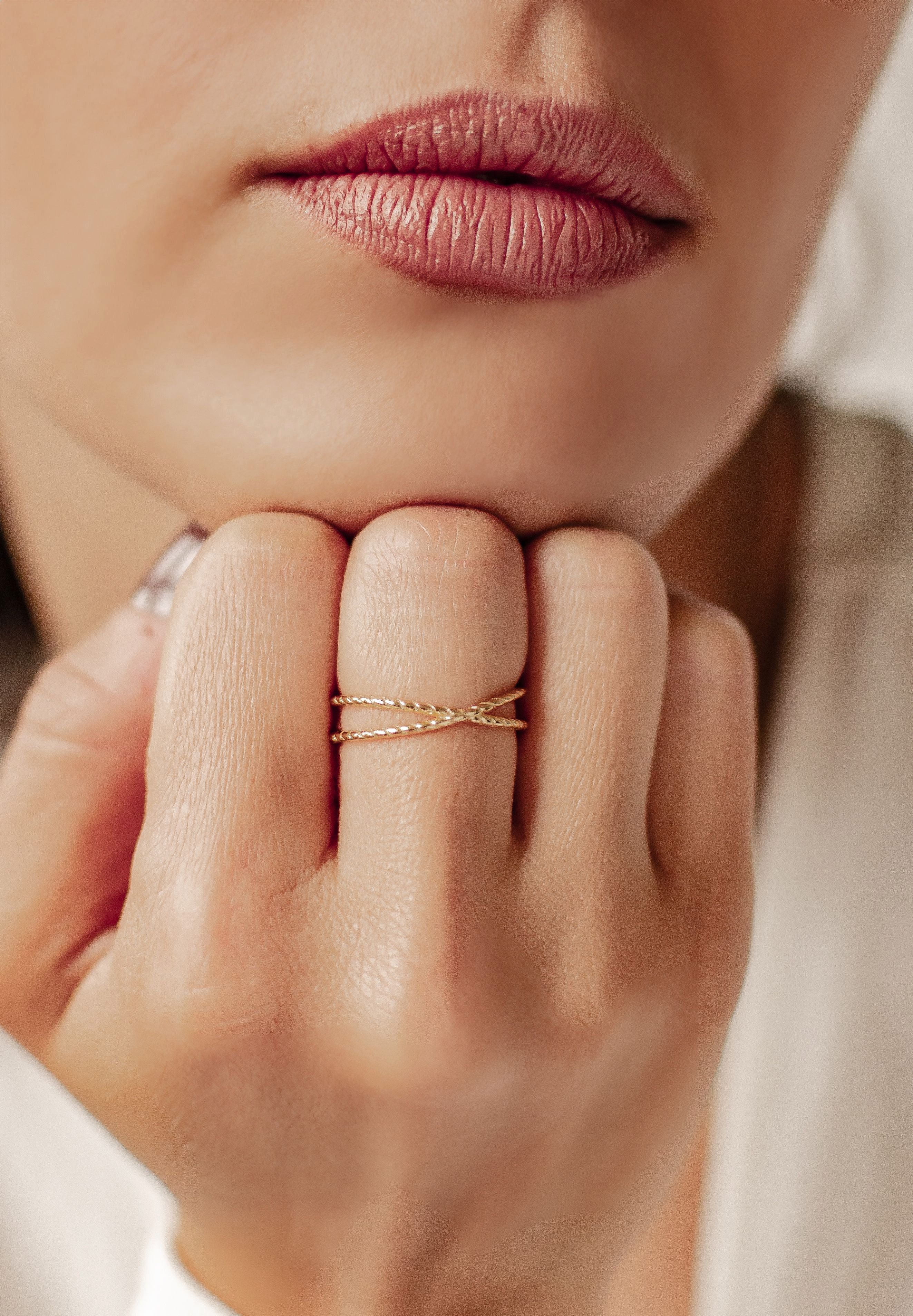 Hey Happiness Fingerring Doppel Roségold 18K günstig online kaufen