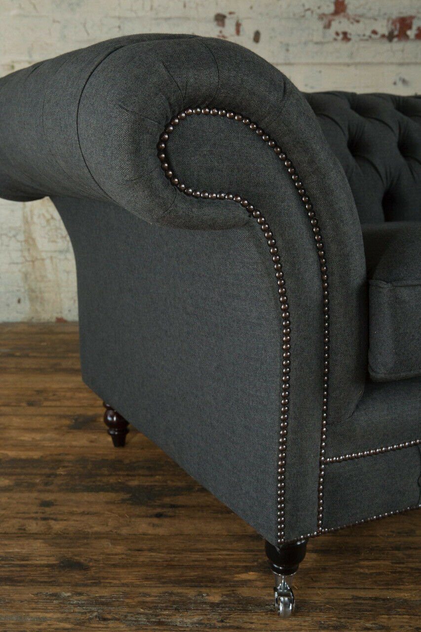 2 Sofa Couch JVmoebel Design 185 cm Sitzer Chesterfield-Sofa, Chesterfield