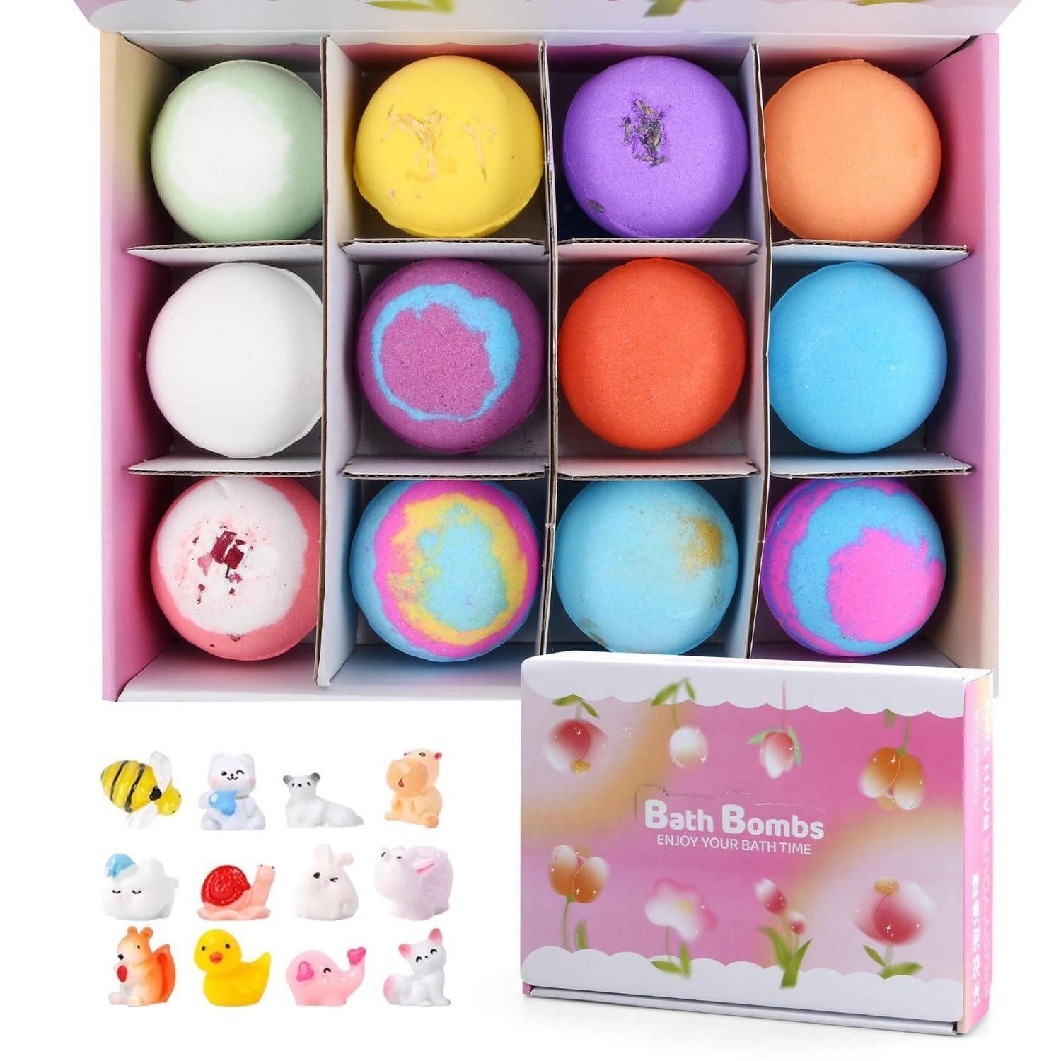LuxusKollektion Badekugel Badebomben Geschenkset 12 Stk mit Spielzeug Rosa