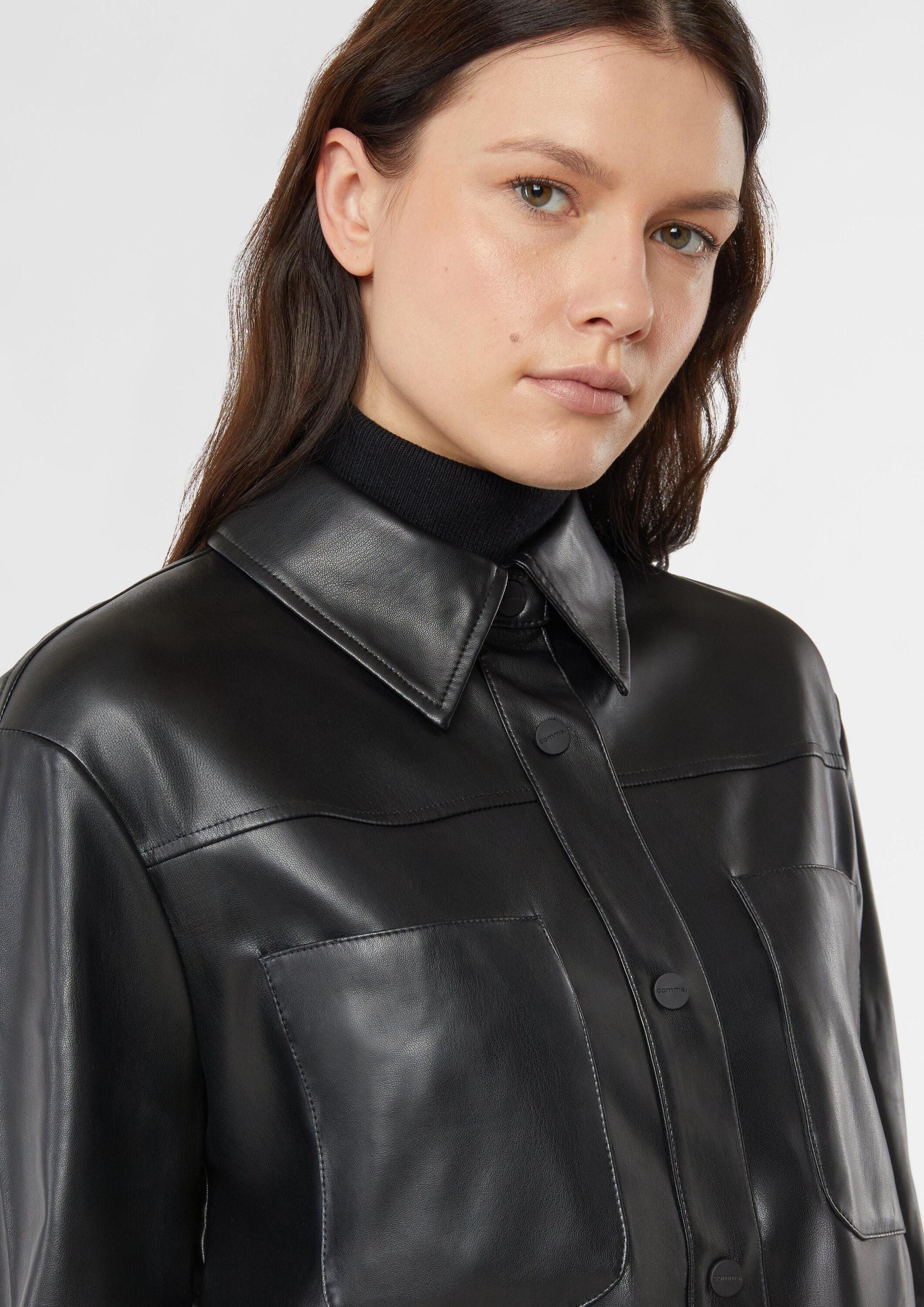 comma Funktionsjacke Indoor-Jacke Overshirt aus Kunstleder