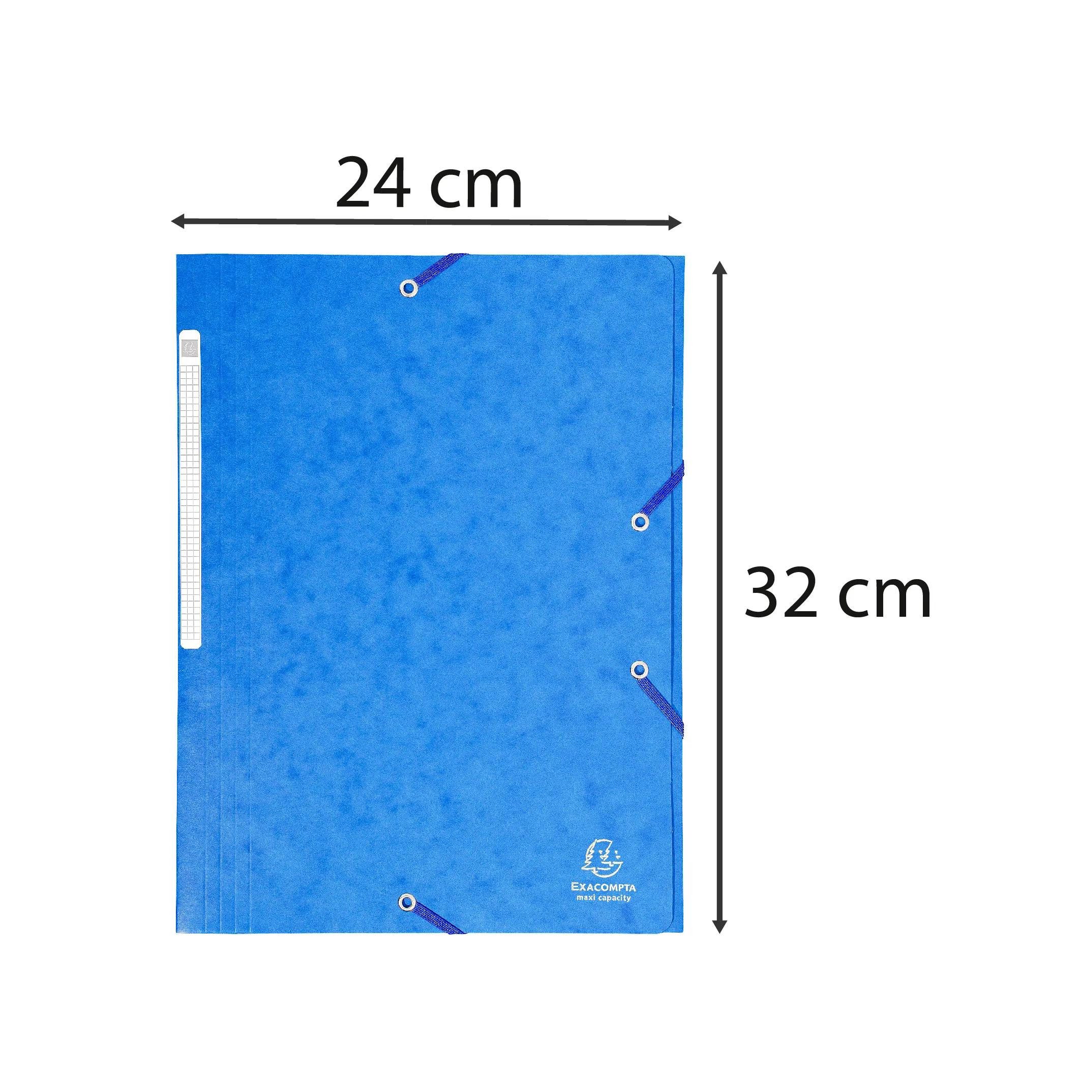 EXACOMPTA Organisationsmappe 25x Sammelmappe + Gummizug 3 Klappen Karton 425g A4 MAXI Blau 17105H, Sammelmappen 3 Klappen
