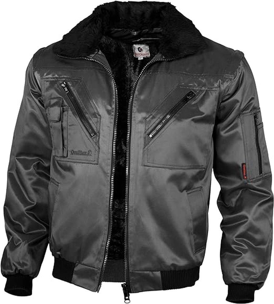 QUALITY dunkelgrau Pilotenjacke einfarbig HIGH Winterjacke 4in1 Pilotenjacke Qualitex QUALITEX WORKWEAR