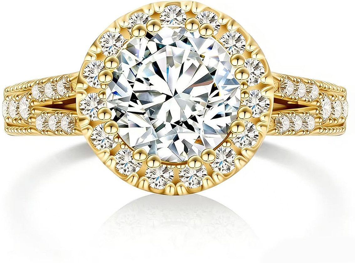 Jumpeak Verlobungsring Ring für den Heiratsantrag, 1.5ct, D, VS1,3EX, Diamantring für Damen, Geschenk zur erstkommunion,Große schwester geschenk,Damen geschenk