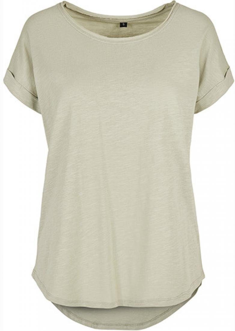 Build Your Brand Rundhalsshirt Damen Long Slub Tee / Hinten extra lang gesc günstig online kaufen