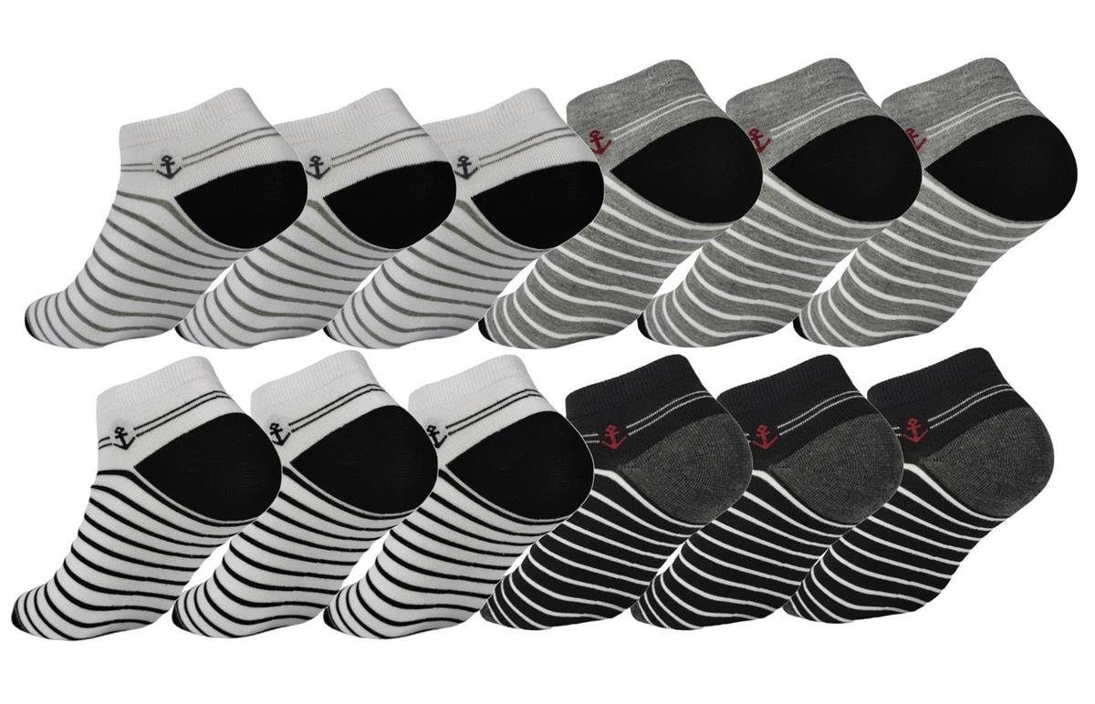 EloModa Sneakersocken 12 Paar Sneaker Socken Herren Damen Sport Socken Baumwolle, 39-42 (12-Paar) 12 Paar, mix3