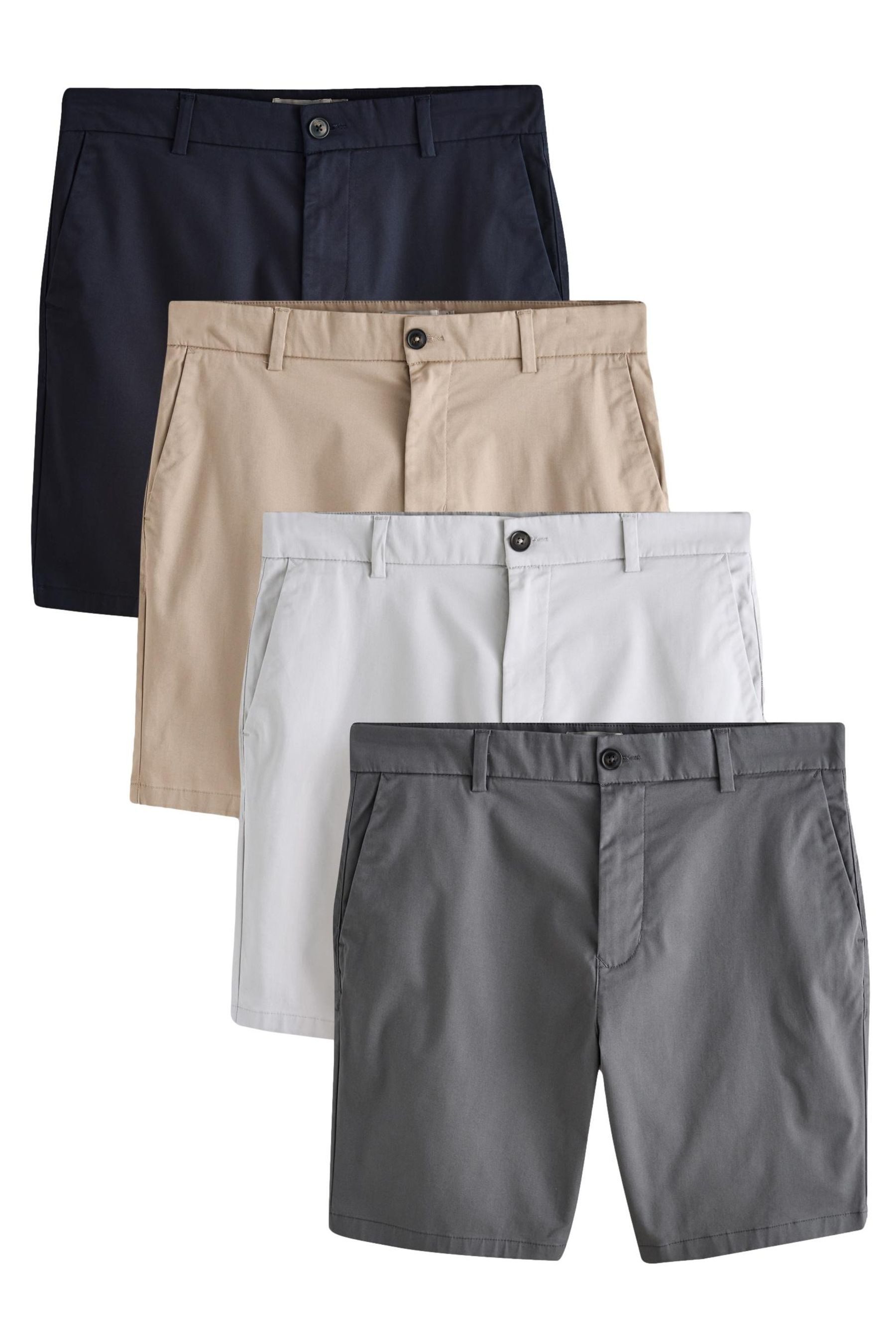 Shorts Slim Fit Stretch-Chinoshorts, 4er-Pack