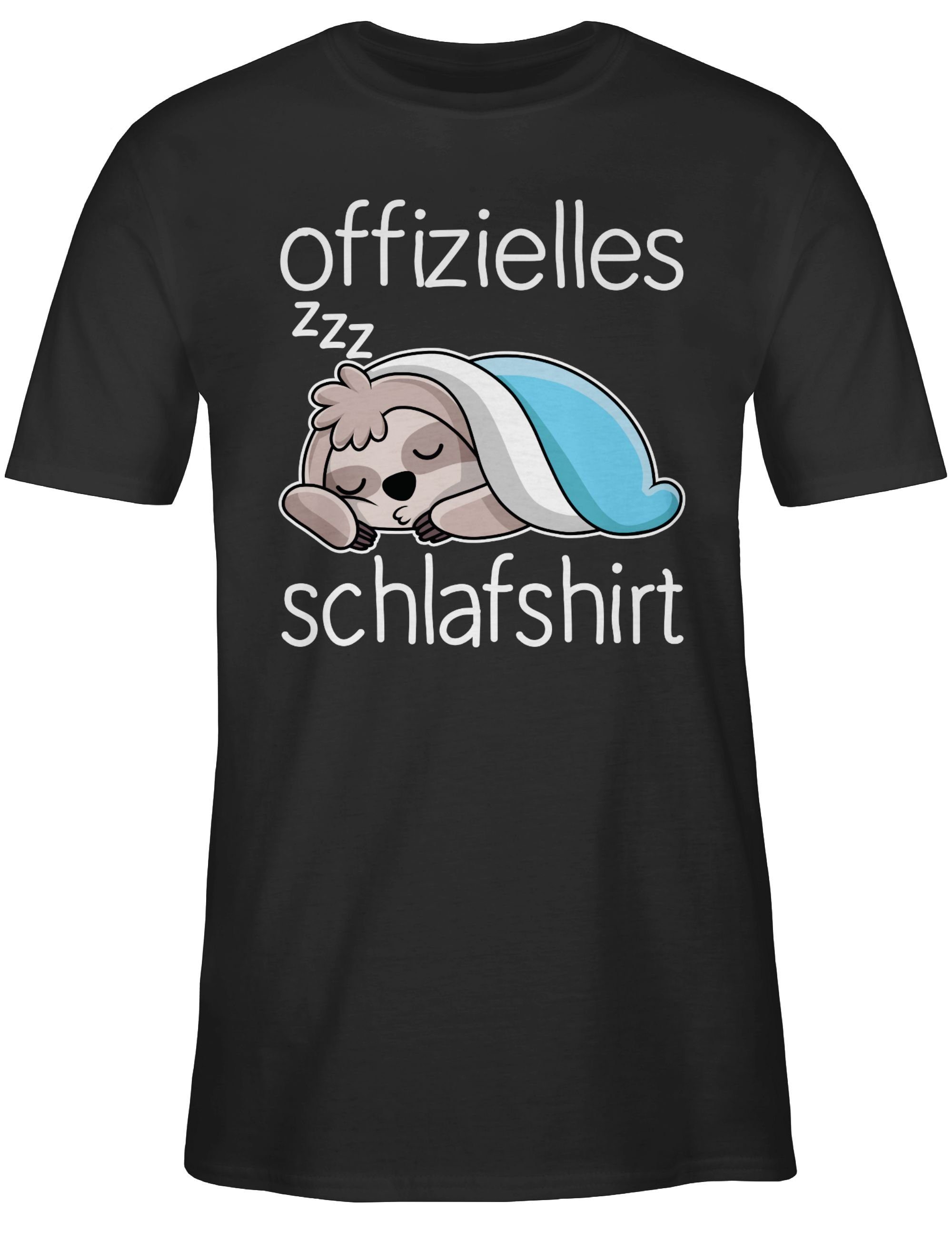 mit Schwarz T-Shirt Schlafshirt Shirtracer Offizielles Sprüche Statement 01 Faultier - weiß