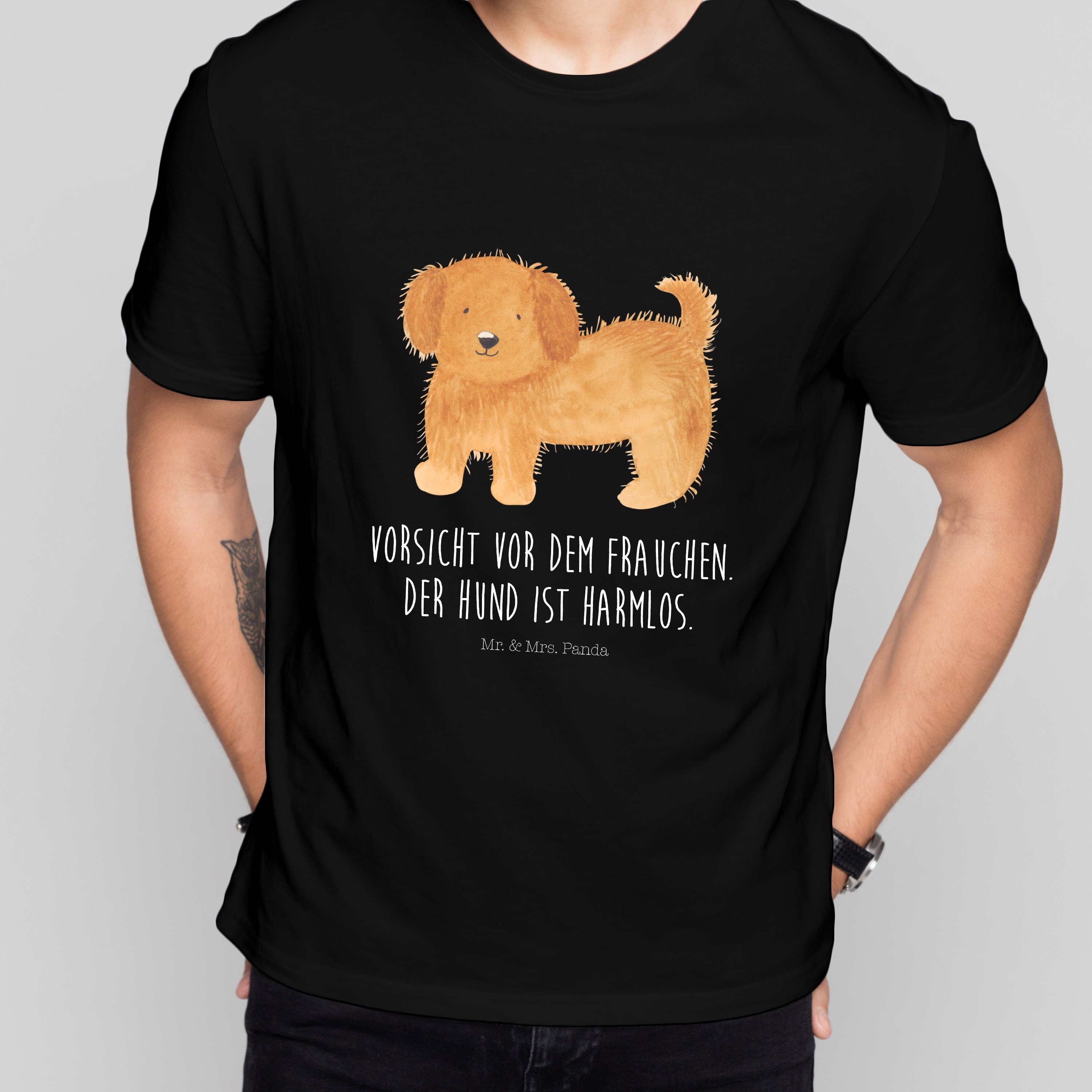 Hundebesitzer, & Mrs. - Hunde, T-Shirt Hundemotiv, Mr. Frauchen, Vierbeiner, (1-tlg) - Haustier, Panda flauschig Hund Hundemama, T-Shirt Tierliebhaber, Hunderasse, Geschenk, Schwarz