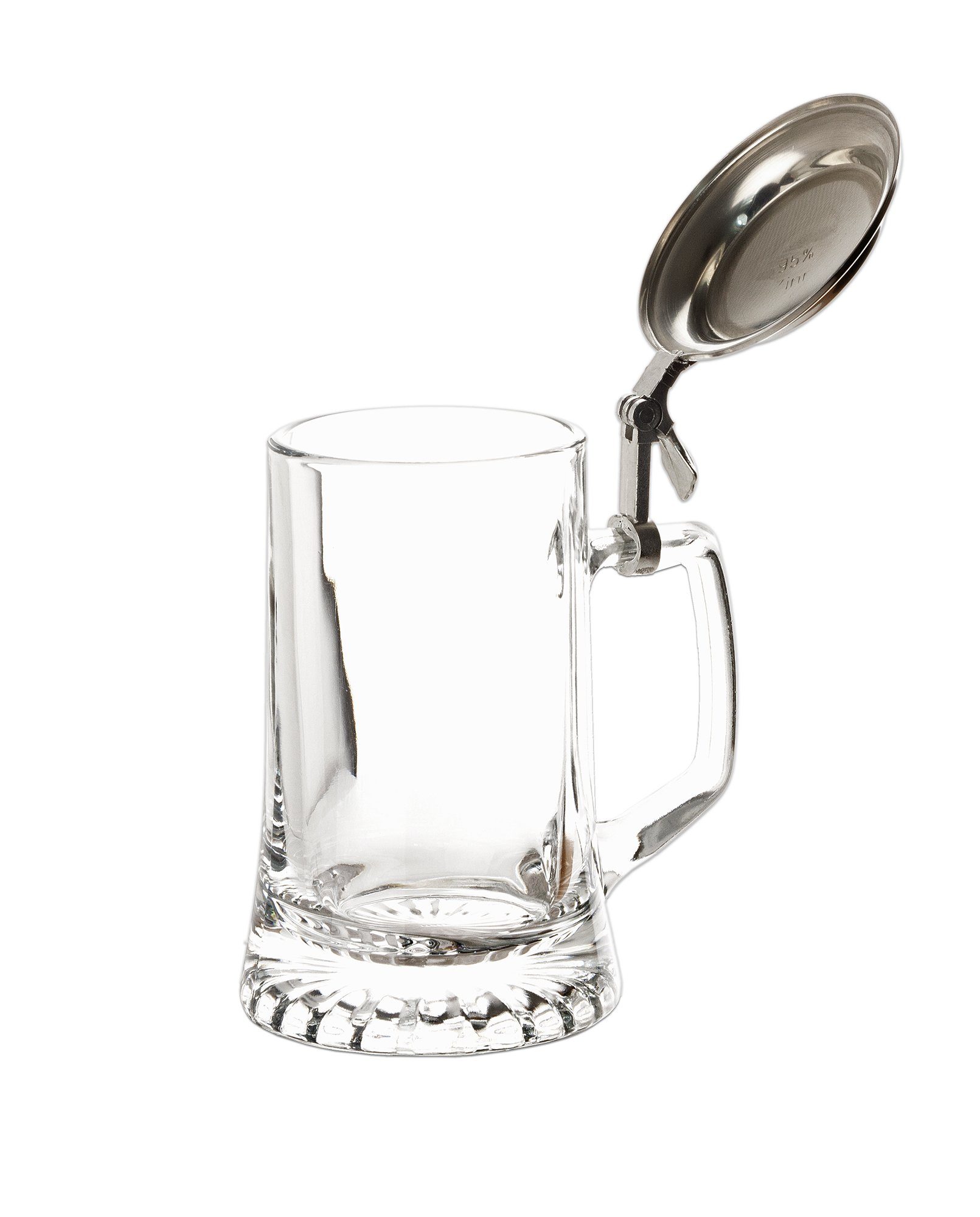 BigDean Bierkrug Bierseidel Sternboden 0,5L Stern Krug mit Deckel Bierglas, Glas