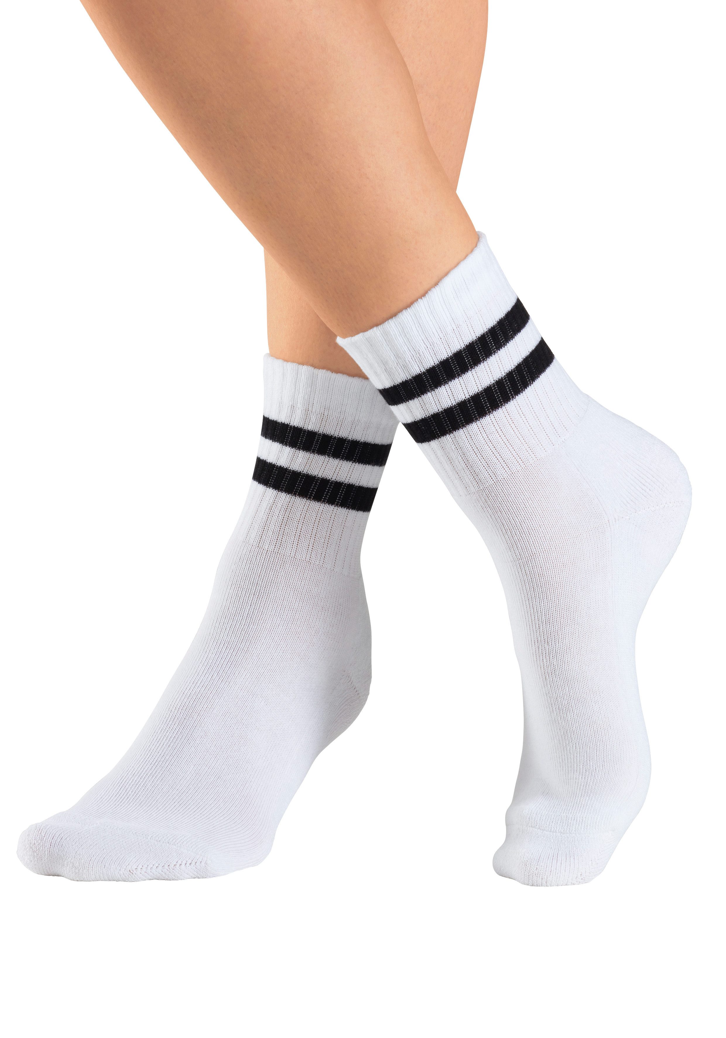 H.I.S Sportsocken Damen Herren Kinder Tennissocken, Fitnesssocken (Packung, 6-Paar, Crew Socken) klassische Retro Tennissocken mit Ringel