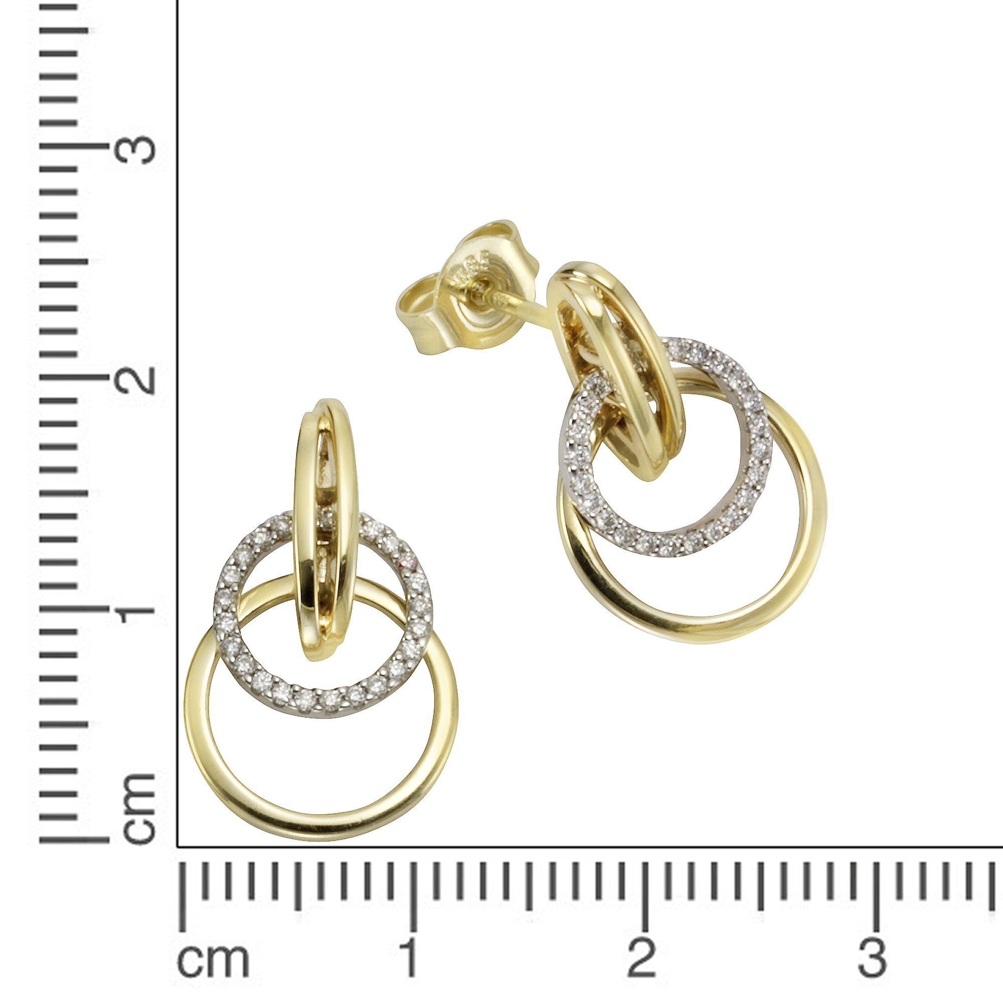 Orolino Paar Ohrstecker 585 Gold zweifarbig 50x Brillant | Ohrhänger