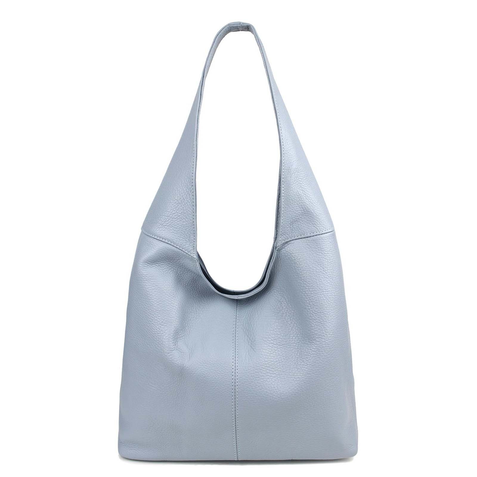 ITALYSHOP24 Shopper Made in Italy Damen echtes Leder Tasche Schultertasche Umhängetasche, Hobo Bag große Hauptfach Alltagstasche mit viel Stauraum leicht bequem