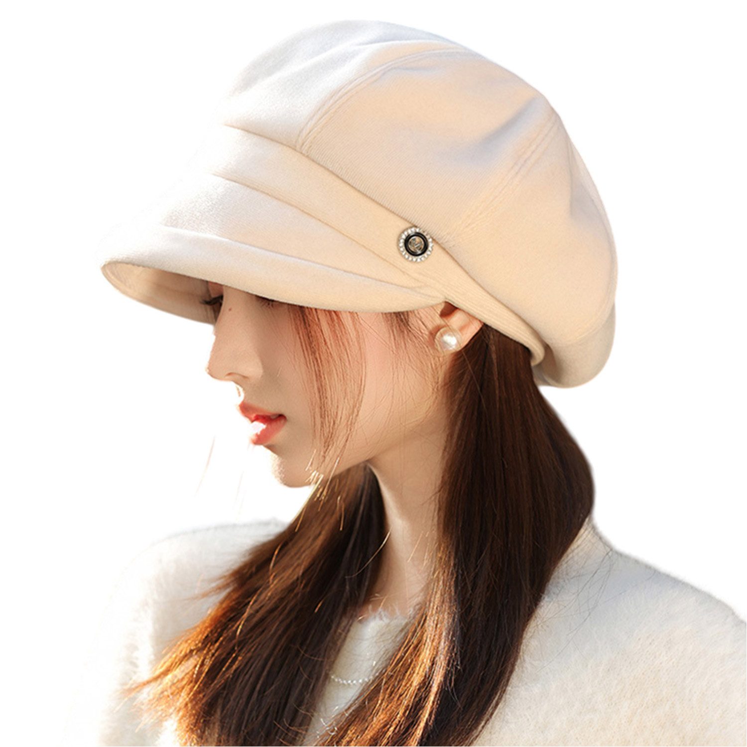 Refttenw Baskenmütze Damen Baskenmütze mit Schirm,Schirmmütze,Damen Winter- günstig online kaufen